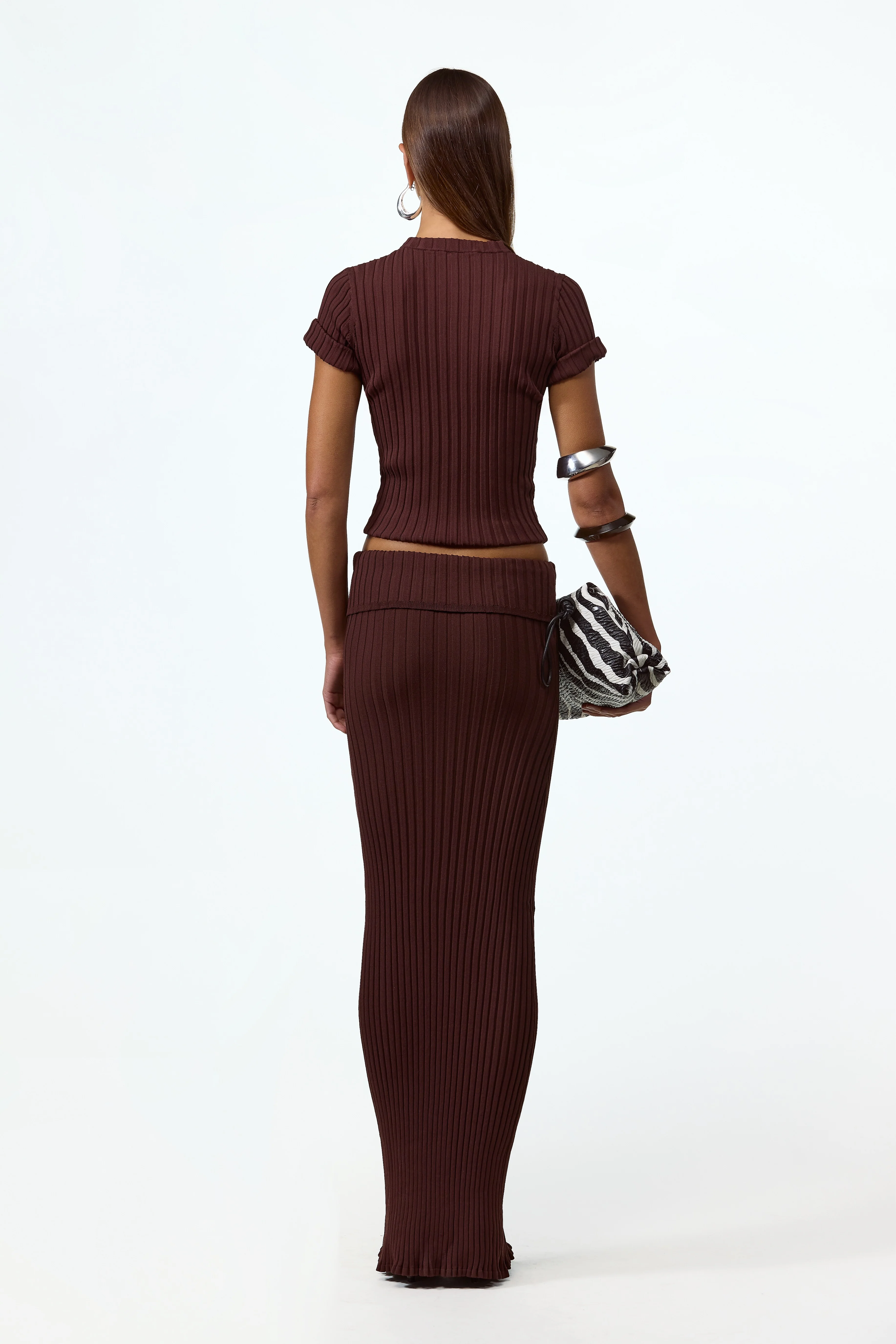 Ribbed Knit Top (Chocolate Brown) - Image 4
