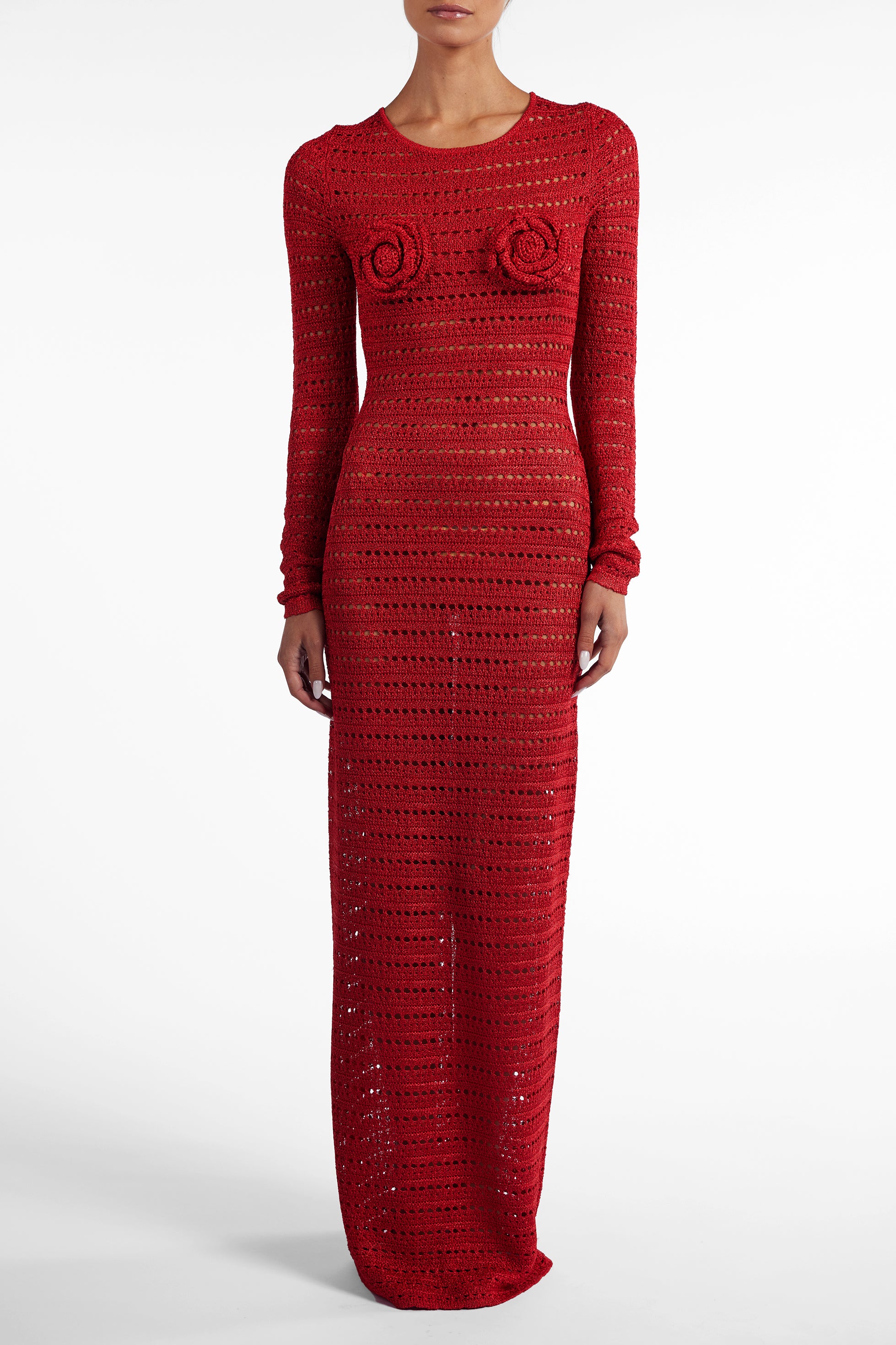 Rosette Crochet Dress (Red) - Image 2