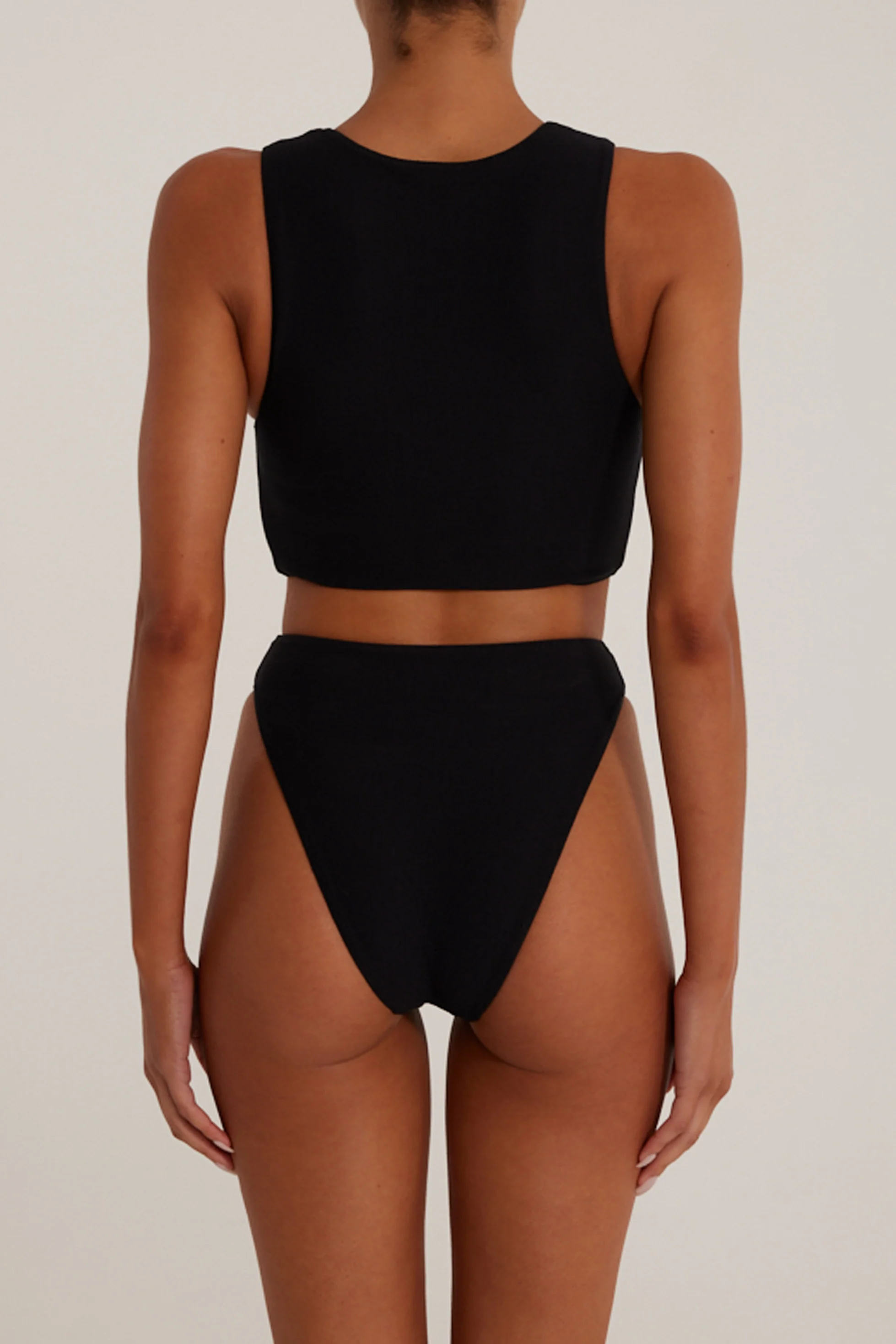 Rosette High Rise Bottom (Faux Suede Black/Cream) - Image 5