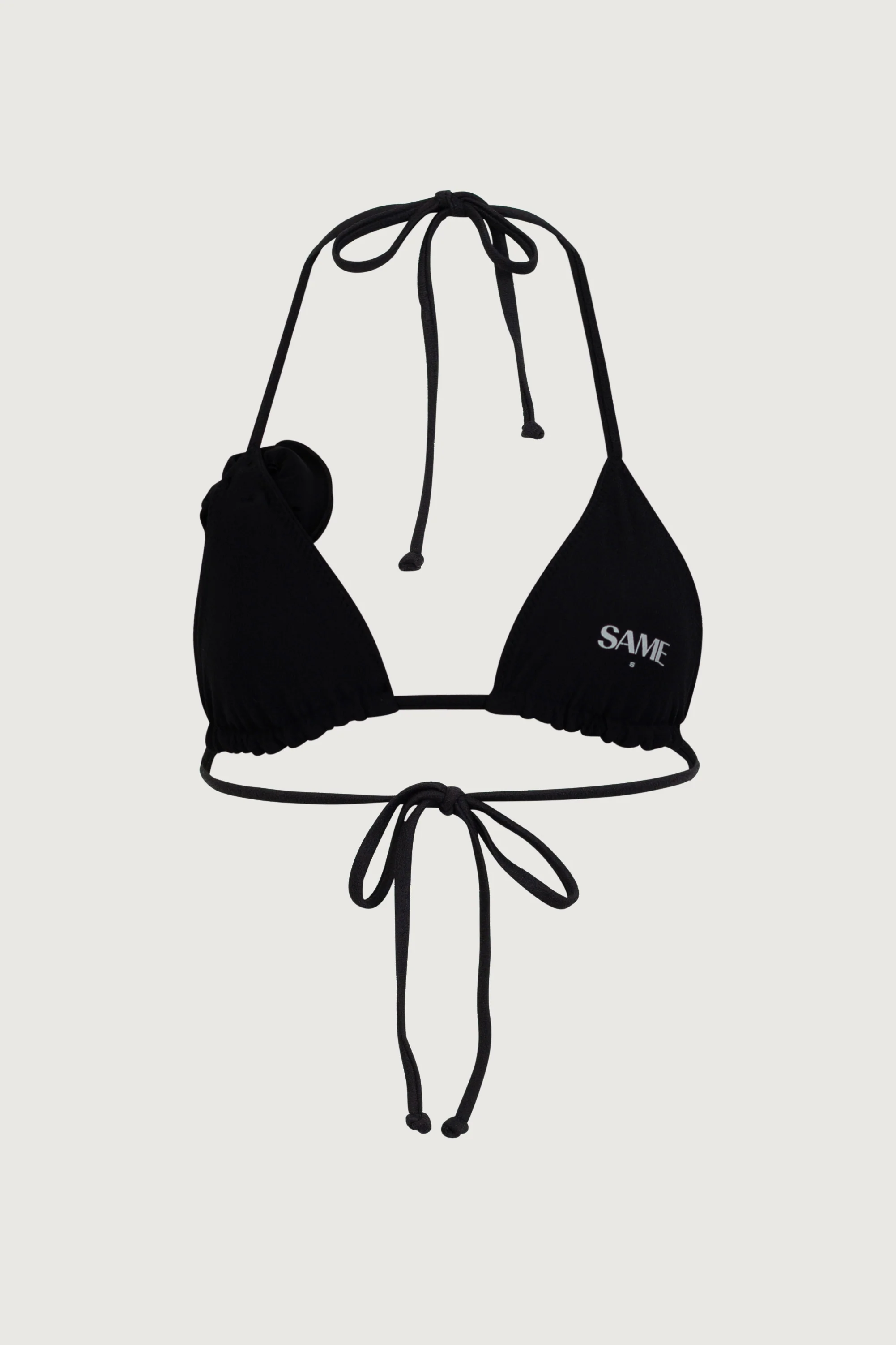 Rosette Triangle Top (Faux Suede Black/Black) - Image 3