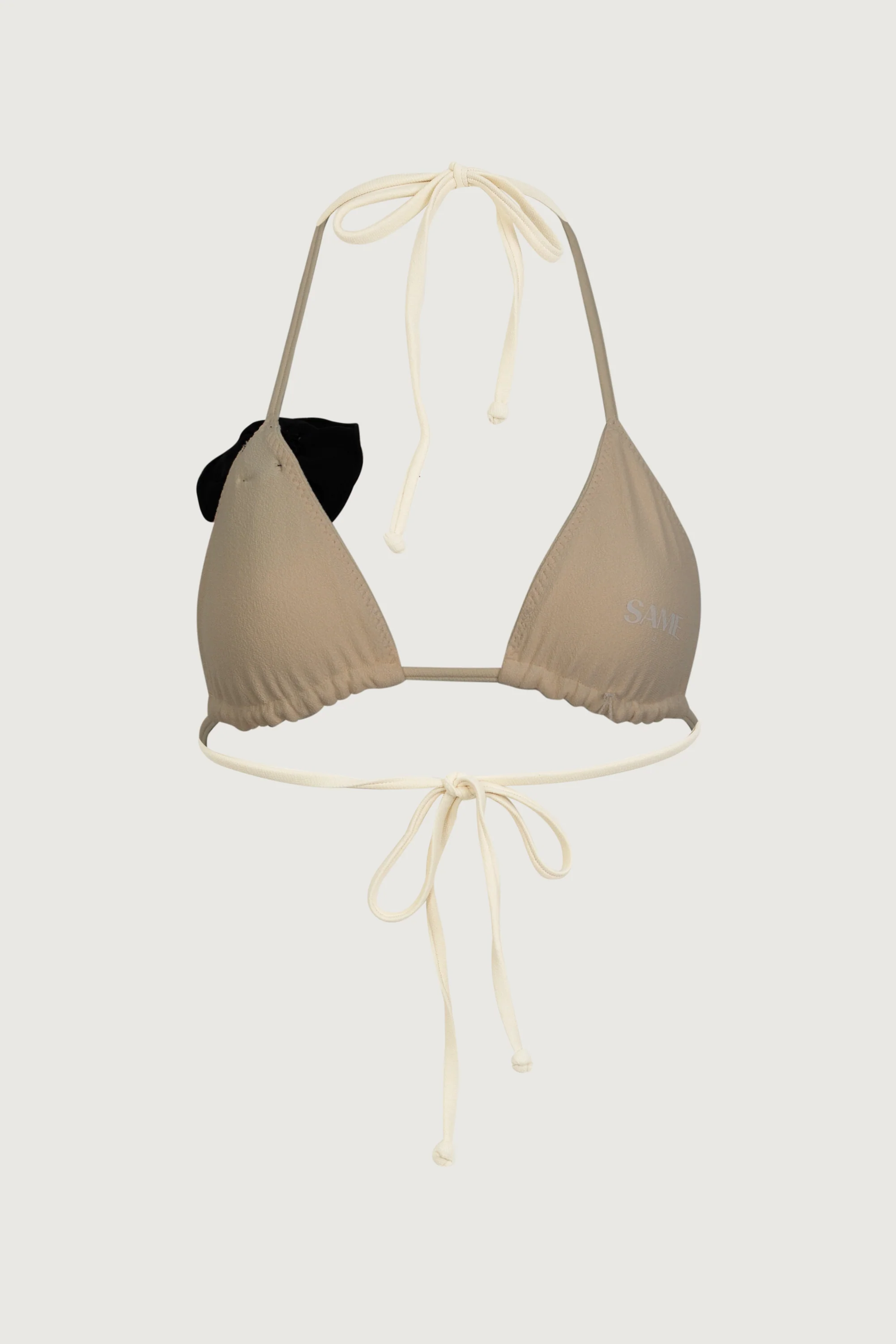 Rosette Triangle Top (Faux Suede Cream/Black) - Image 3
