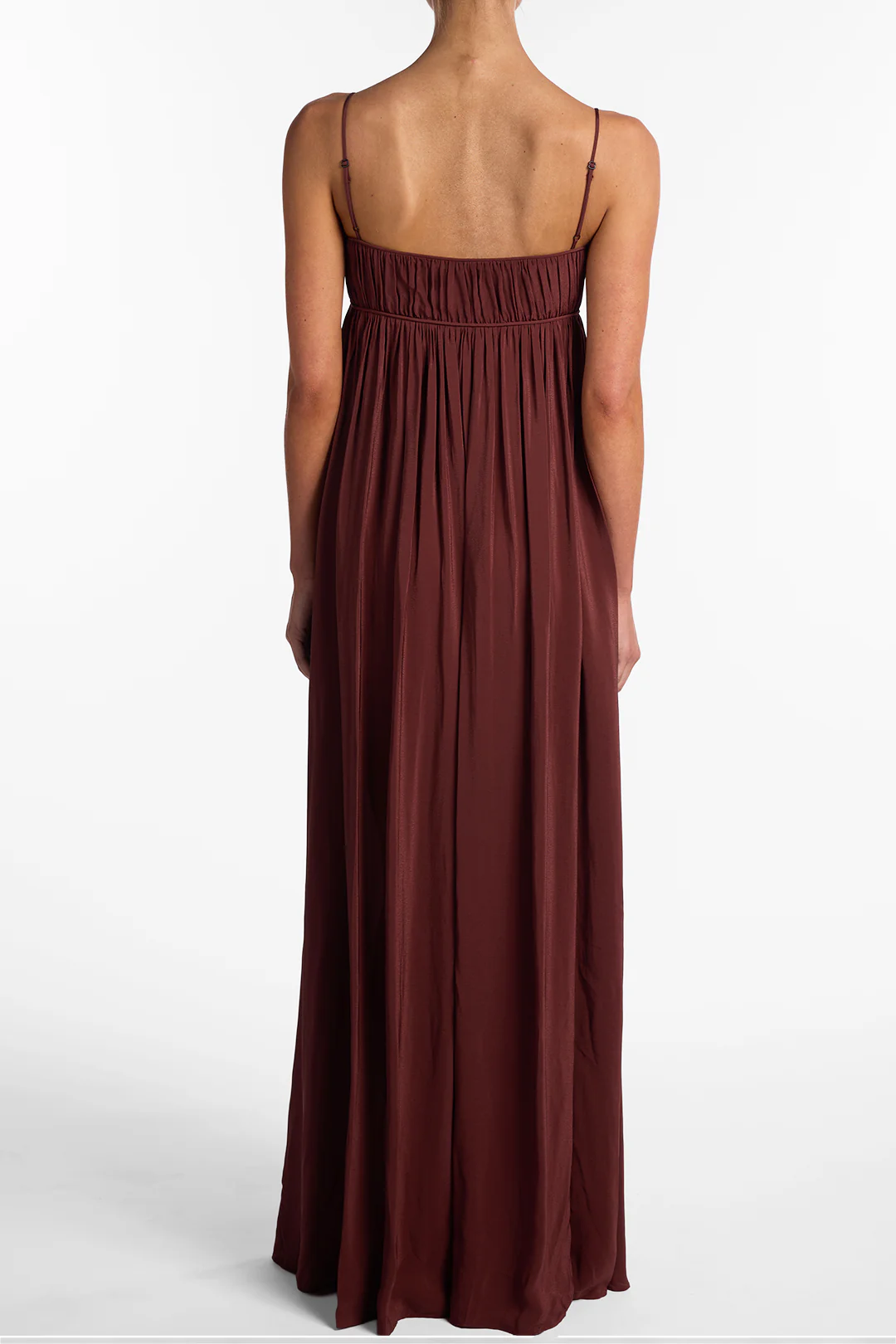 Ruched Chiffon Dress (Chocolate Brown) - Image 5