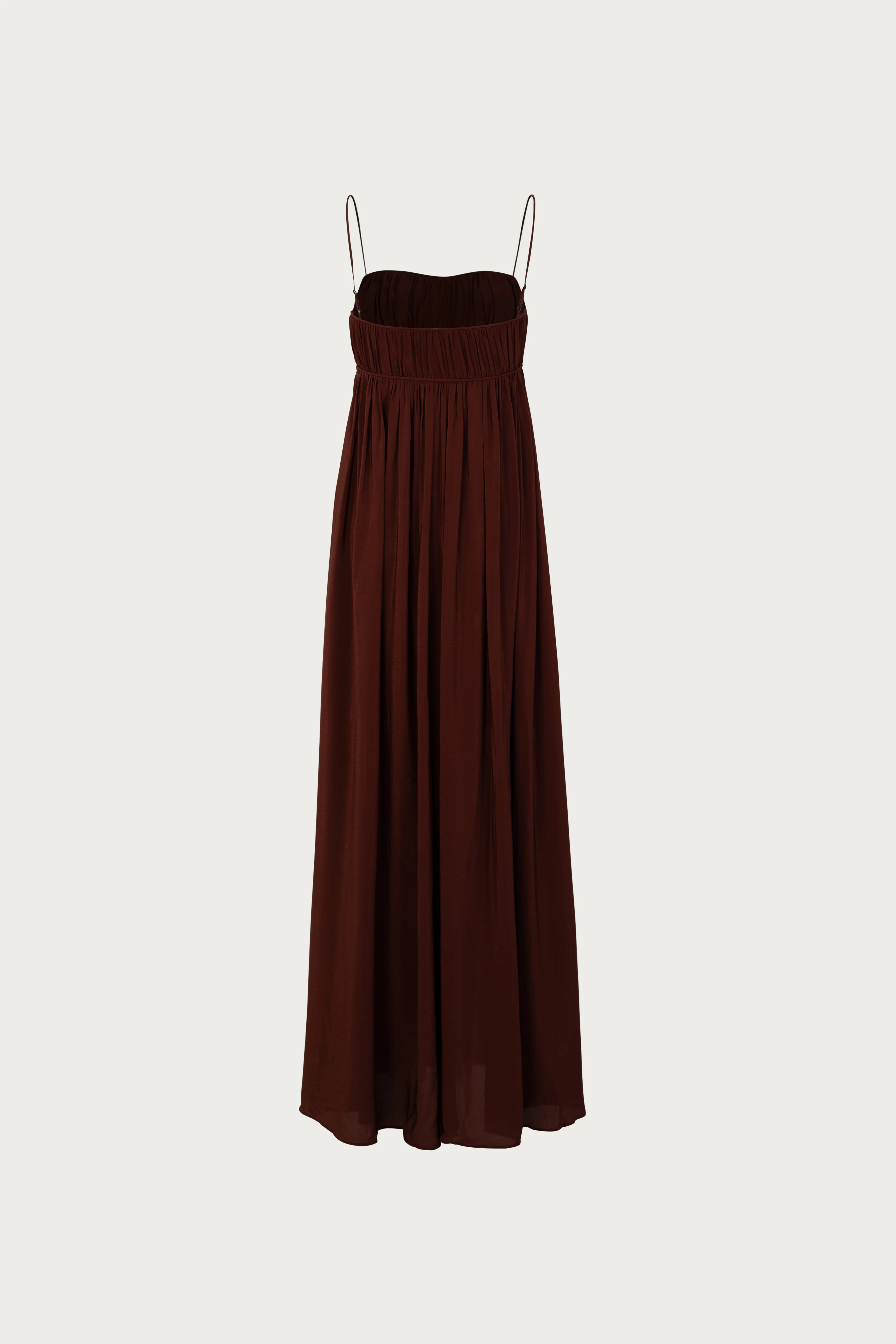Ruched Chiffon Dress (Chocolate Brown) - Image 6