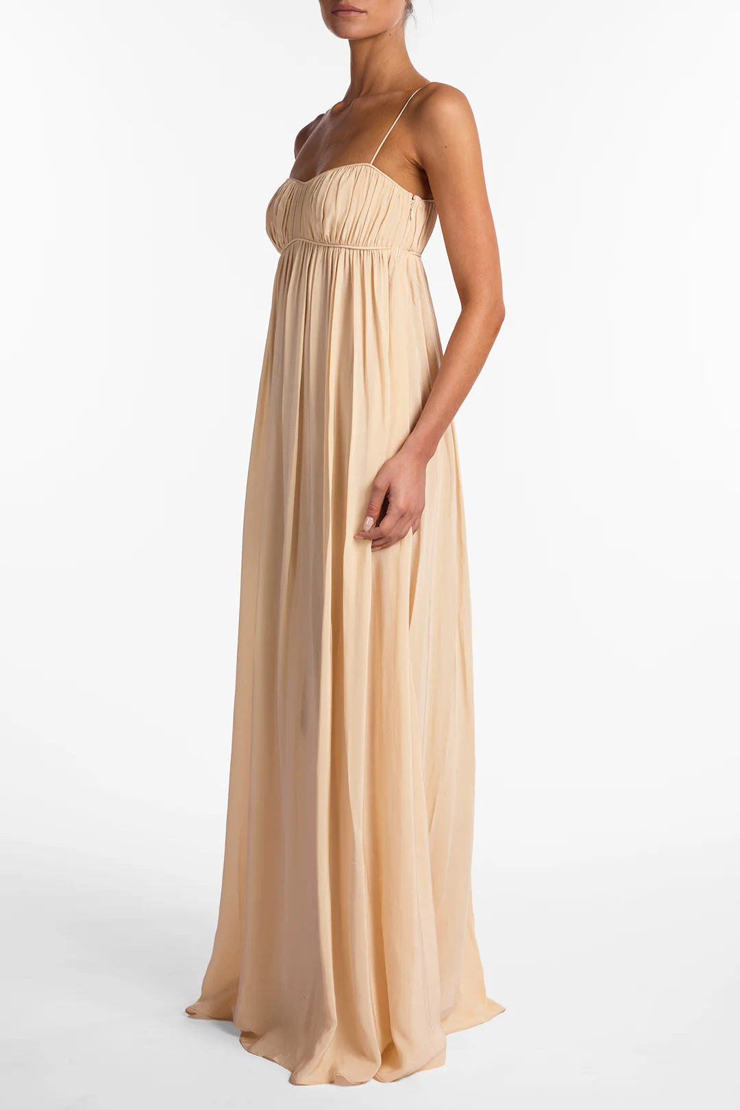 Ruched Chiffon Dress (Gold) - Image 5