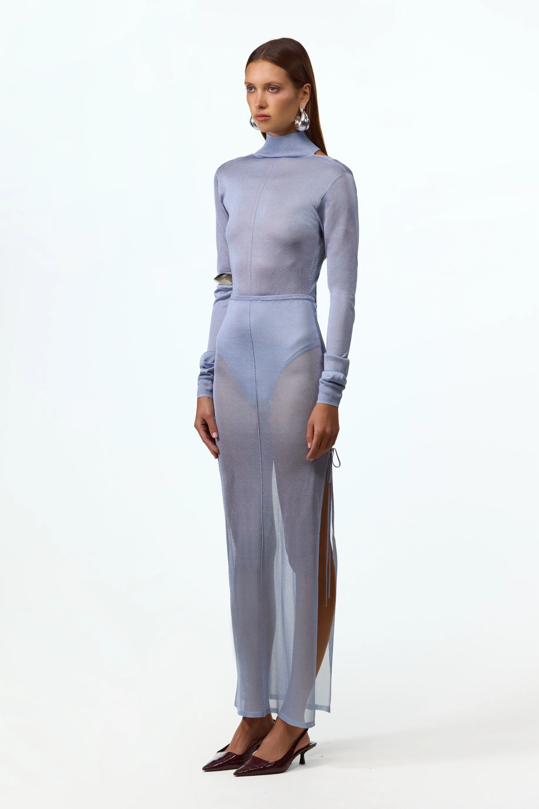 Open Back Knit Bodysuit (Light Blue) - Image 5