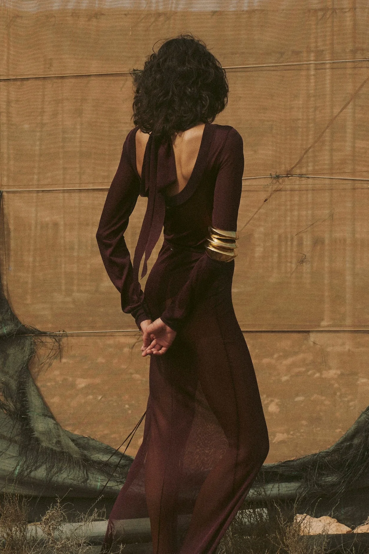 Ruched Knit Maxi Skirt (Merlot) - Image 3
