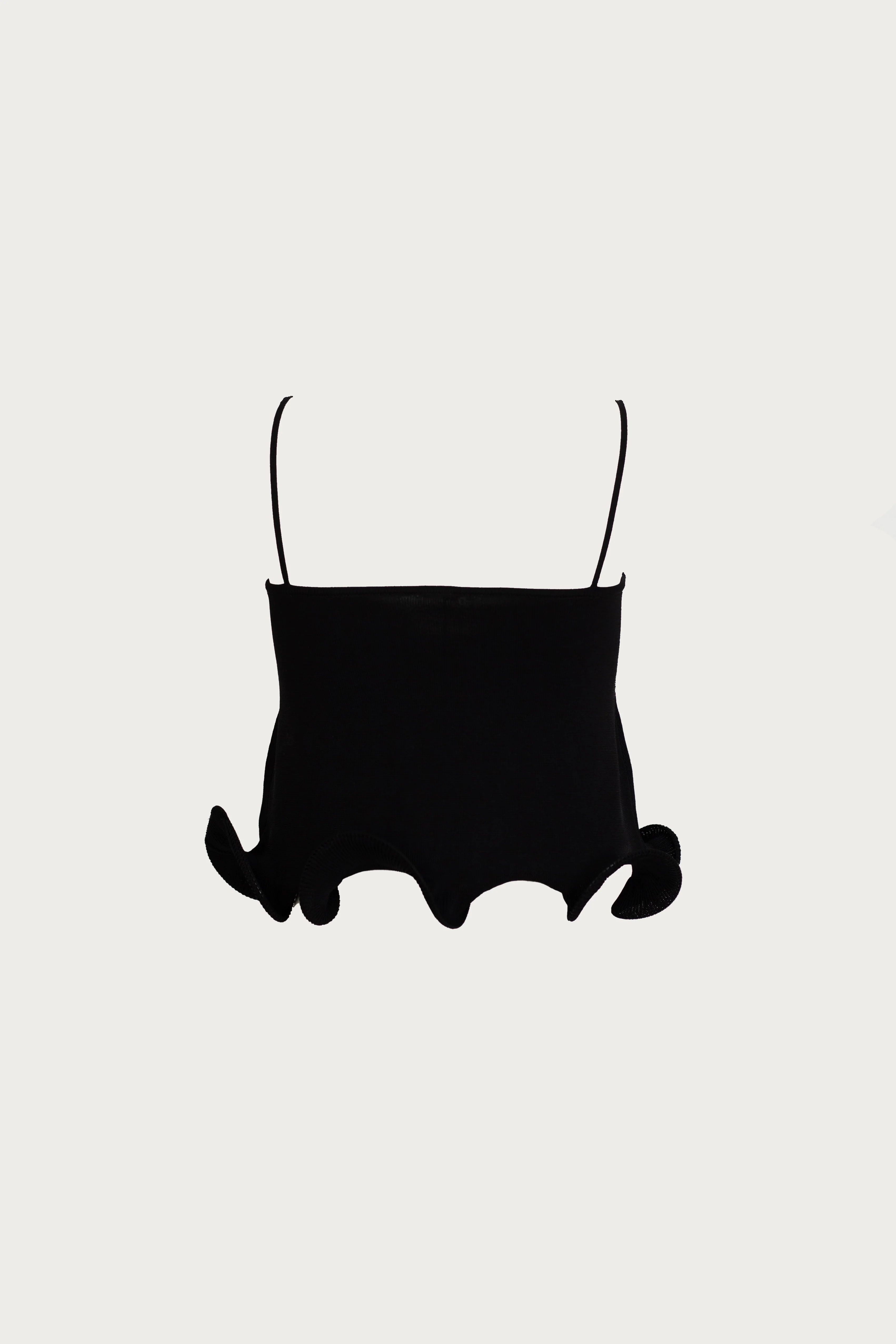 Ruffle Hem Crop Top (Black) - Image 4