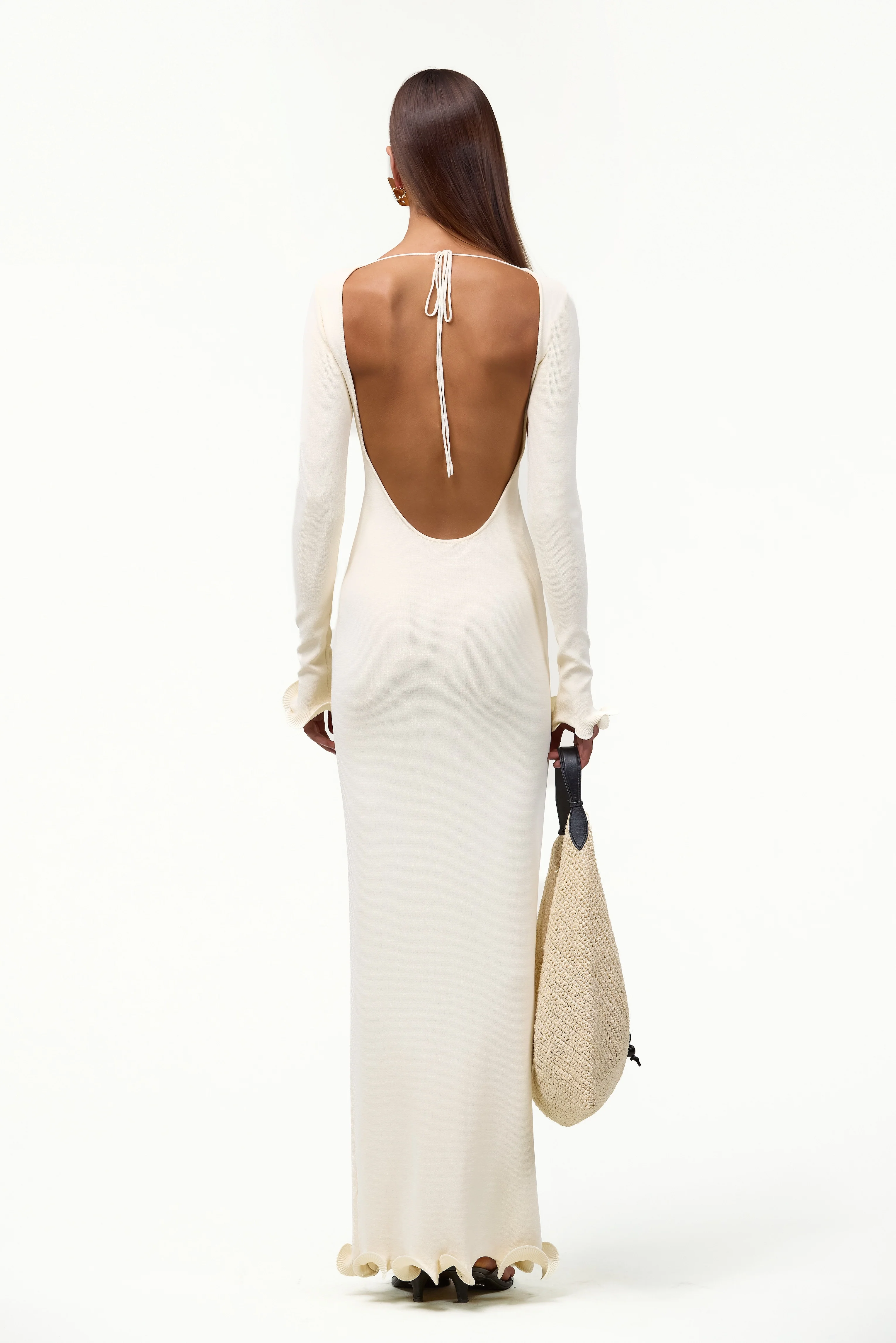 Ruffle Hem Maxi Dress (Cream) - Image 5