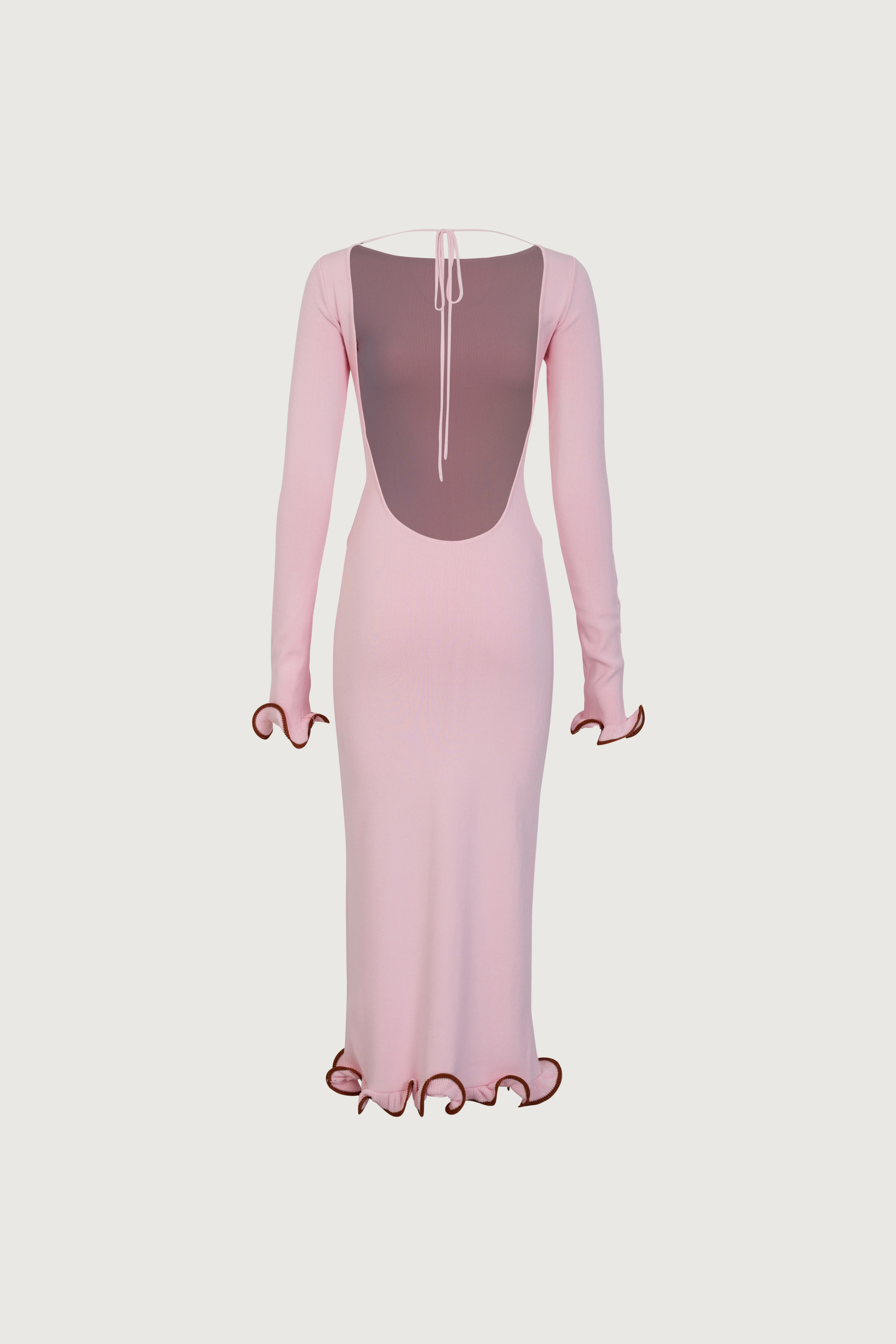Ruffle Hem Midi Dress (Baby Pink) - Image 7