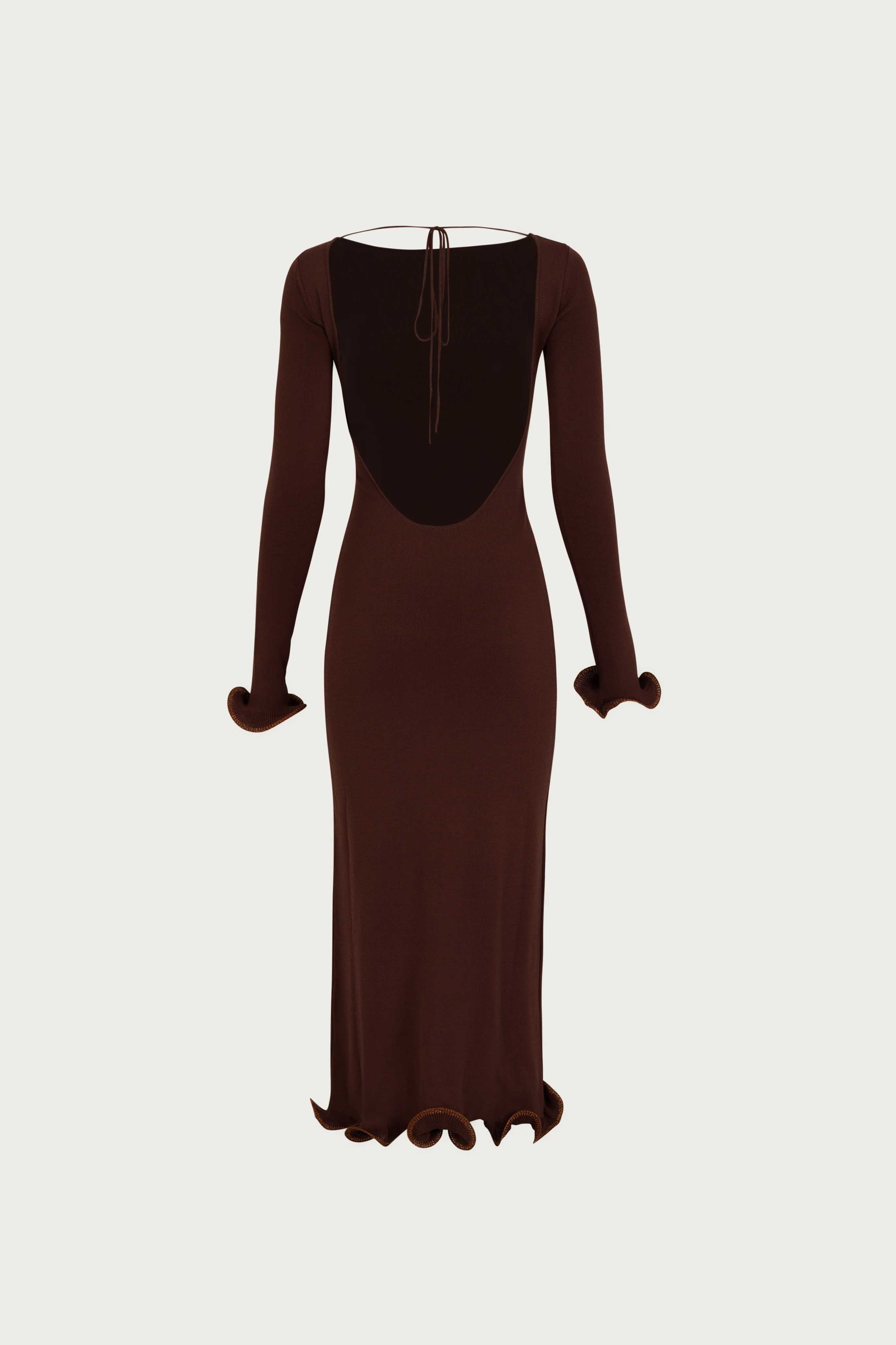 Ruffle Hem Midi Dress (Chocolate Brown/Brown Lurex) - Image 6