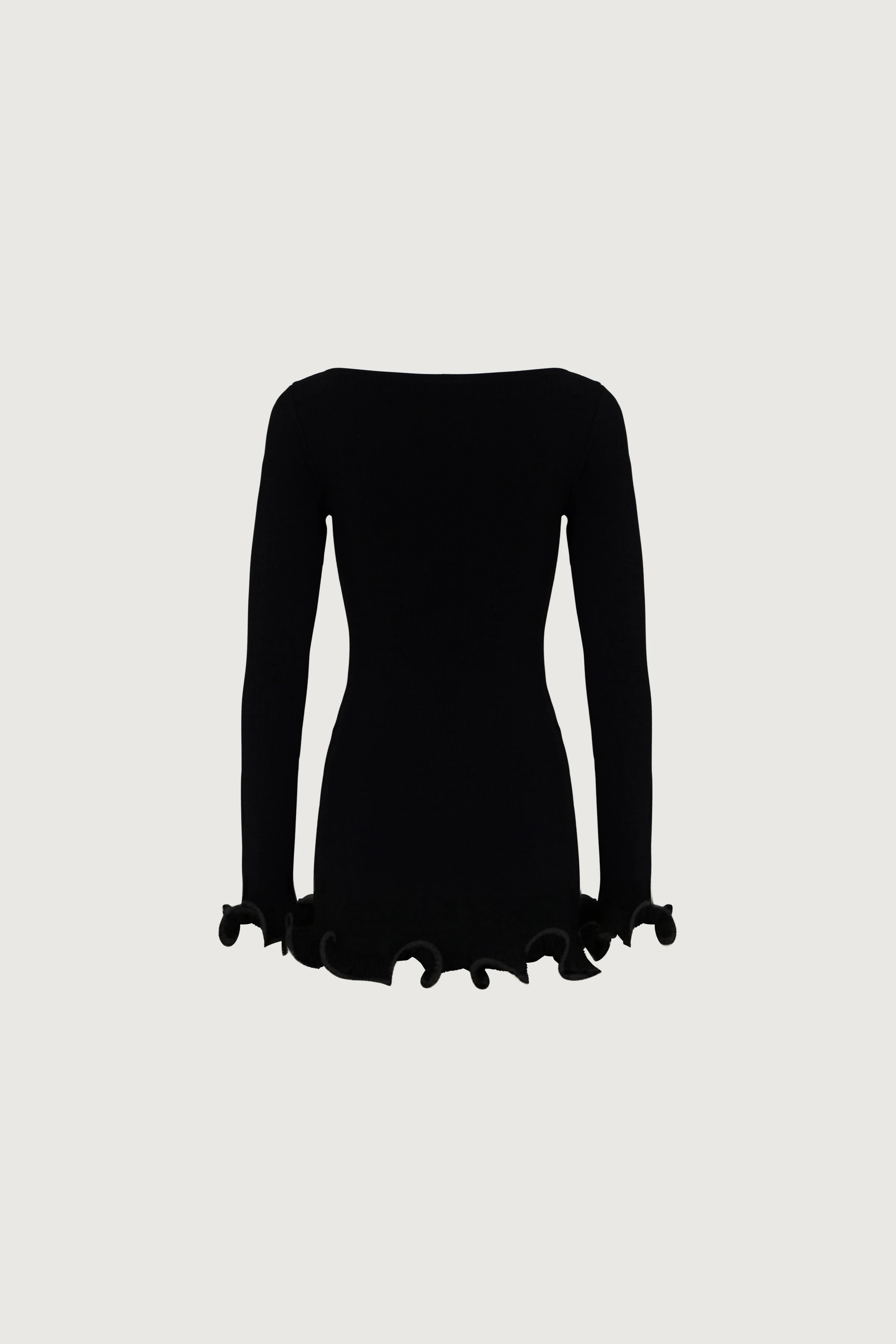 Ruffle Hem Mini Dress (Black) - Image 6