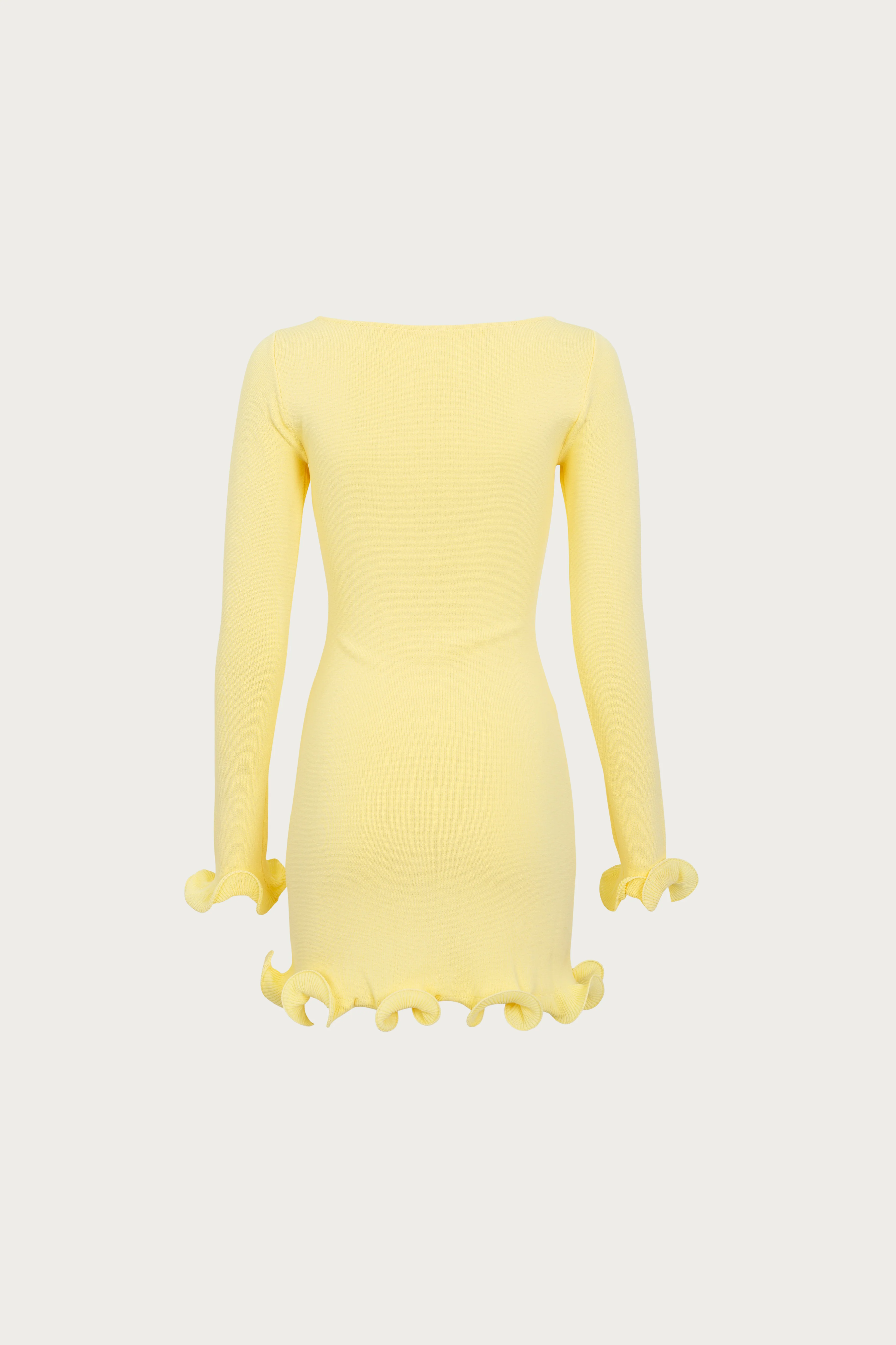 Ruffle Hem Mini Dress (Butter Yellow) - Image 7