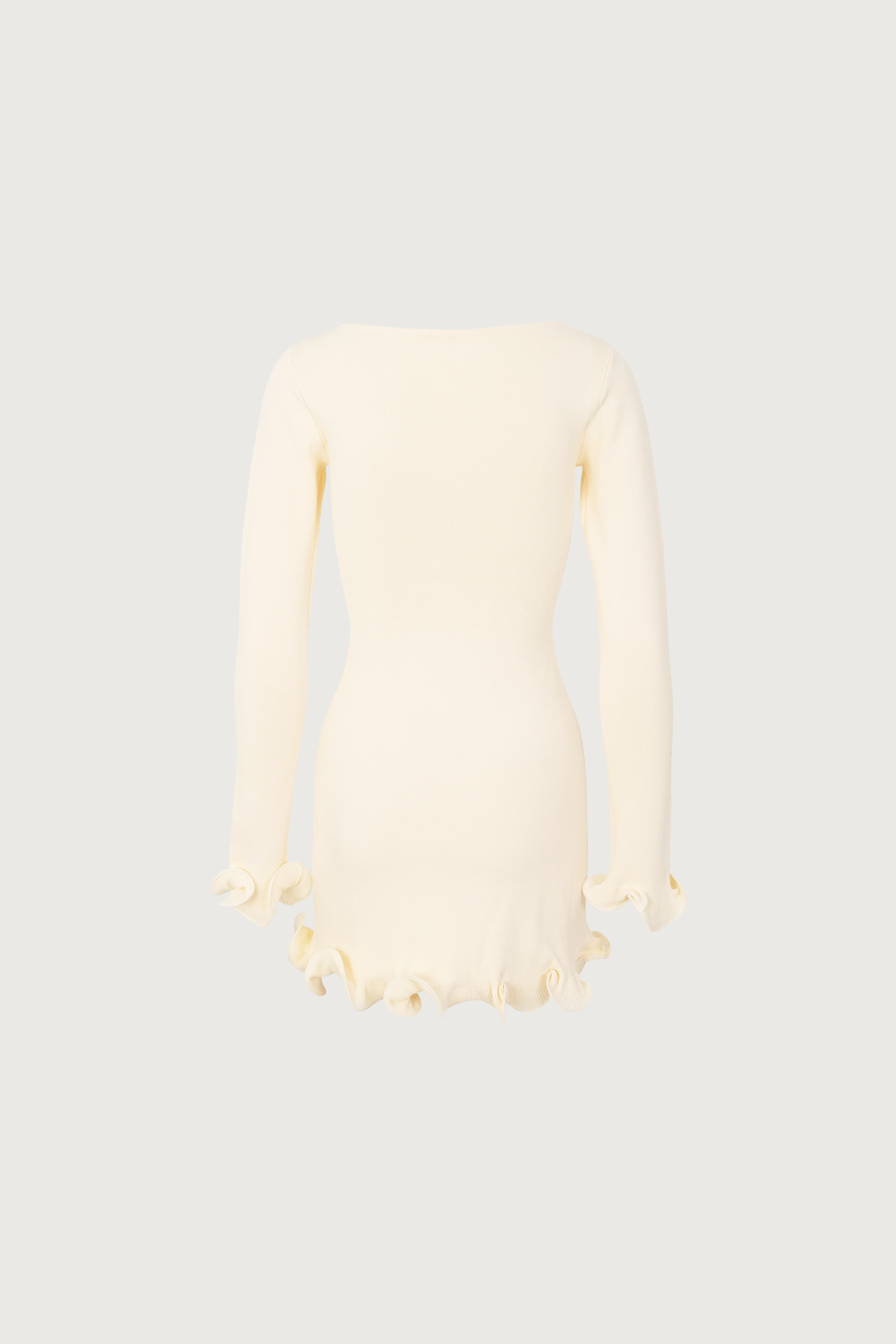 Ruffle Hem Mini Dress (Cream) - Image 3