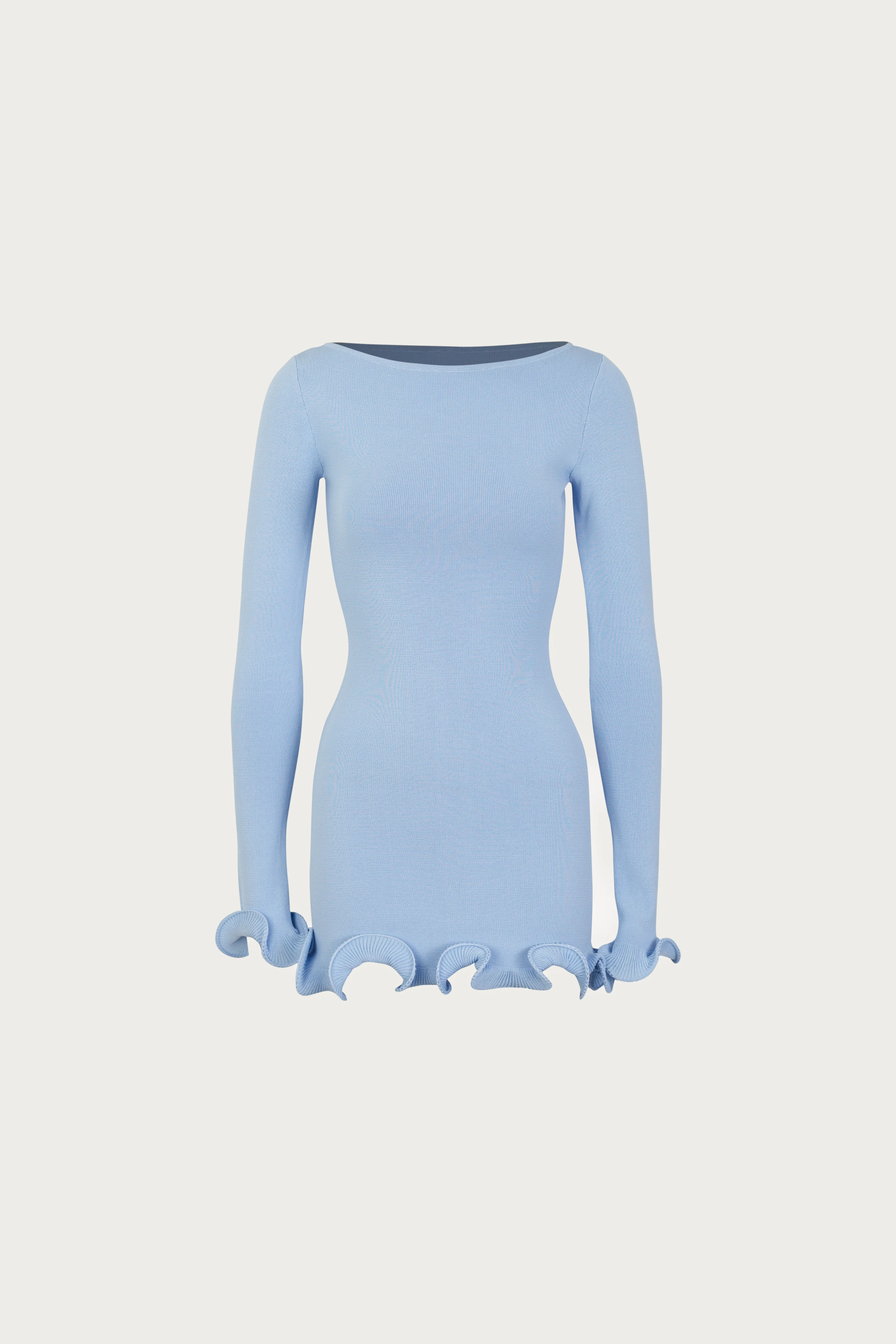 Ruffle Hem Mini Dress (Light Blue)
