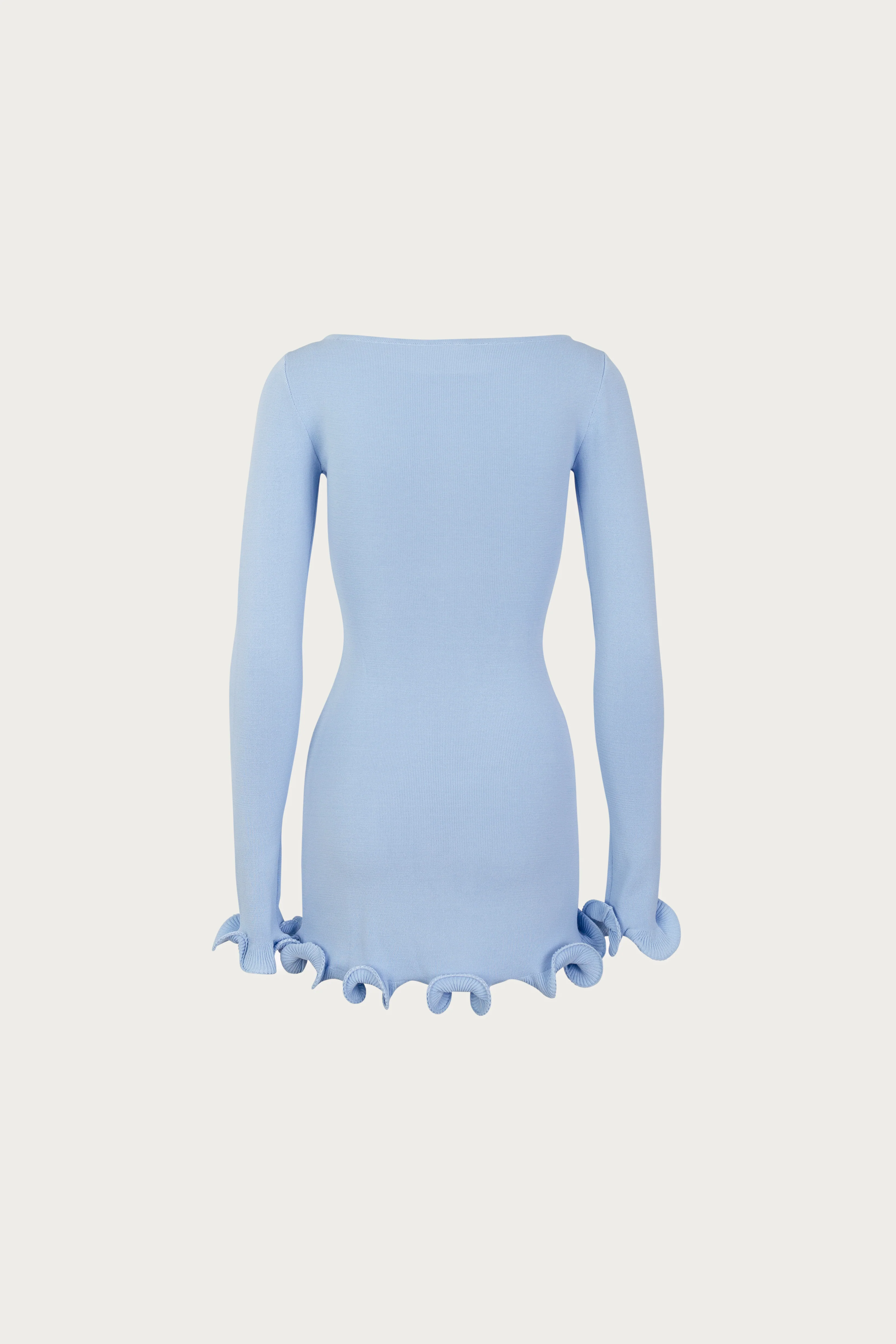 Ruffle Hem Mini Dress (Light Blue) - Image 6