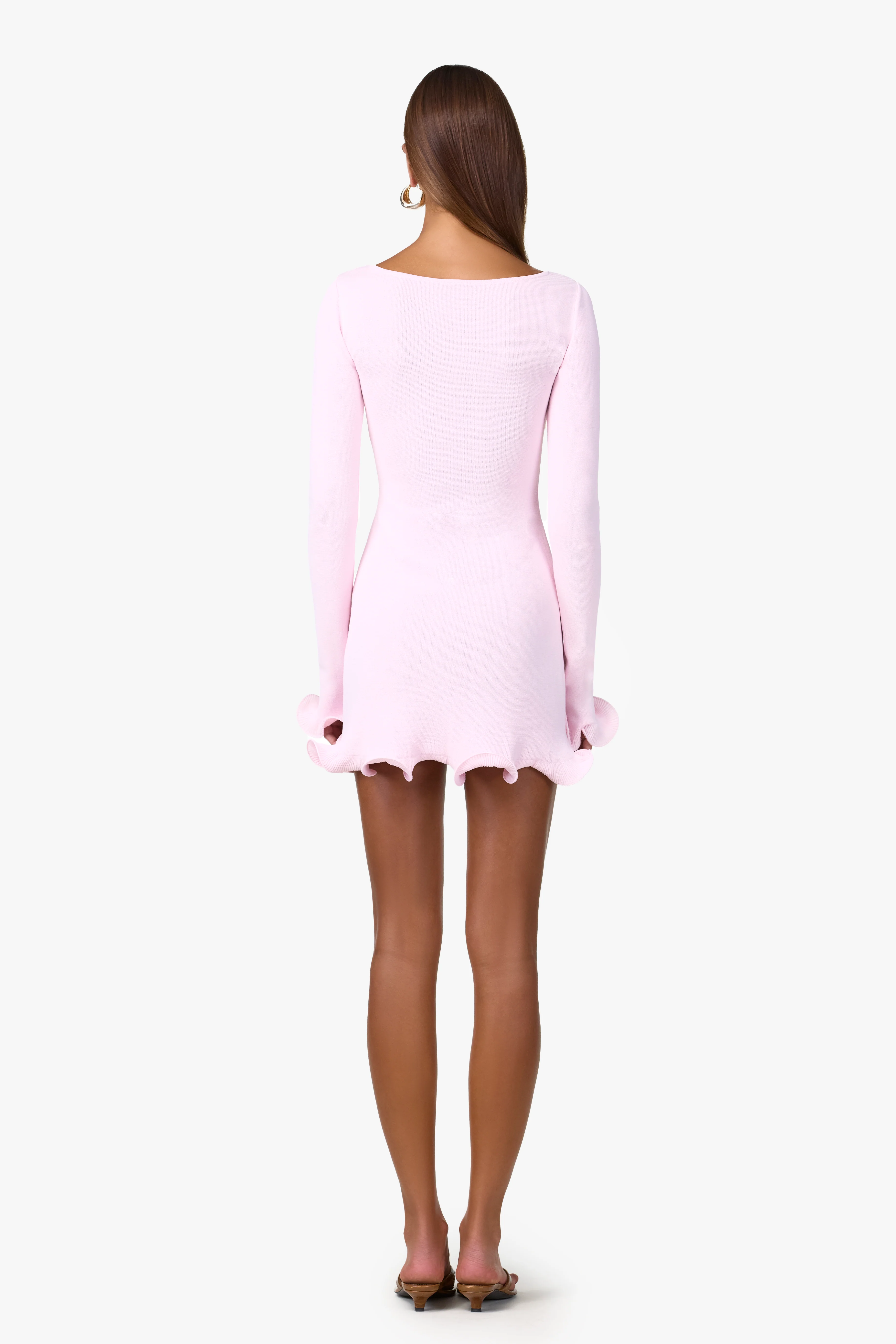 Ruffle Hem Mini Dress (Pale Pink) - Image 3