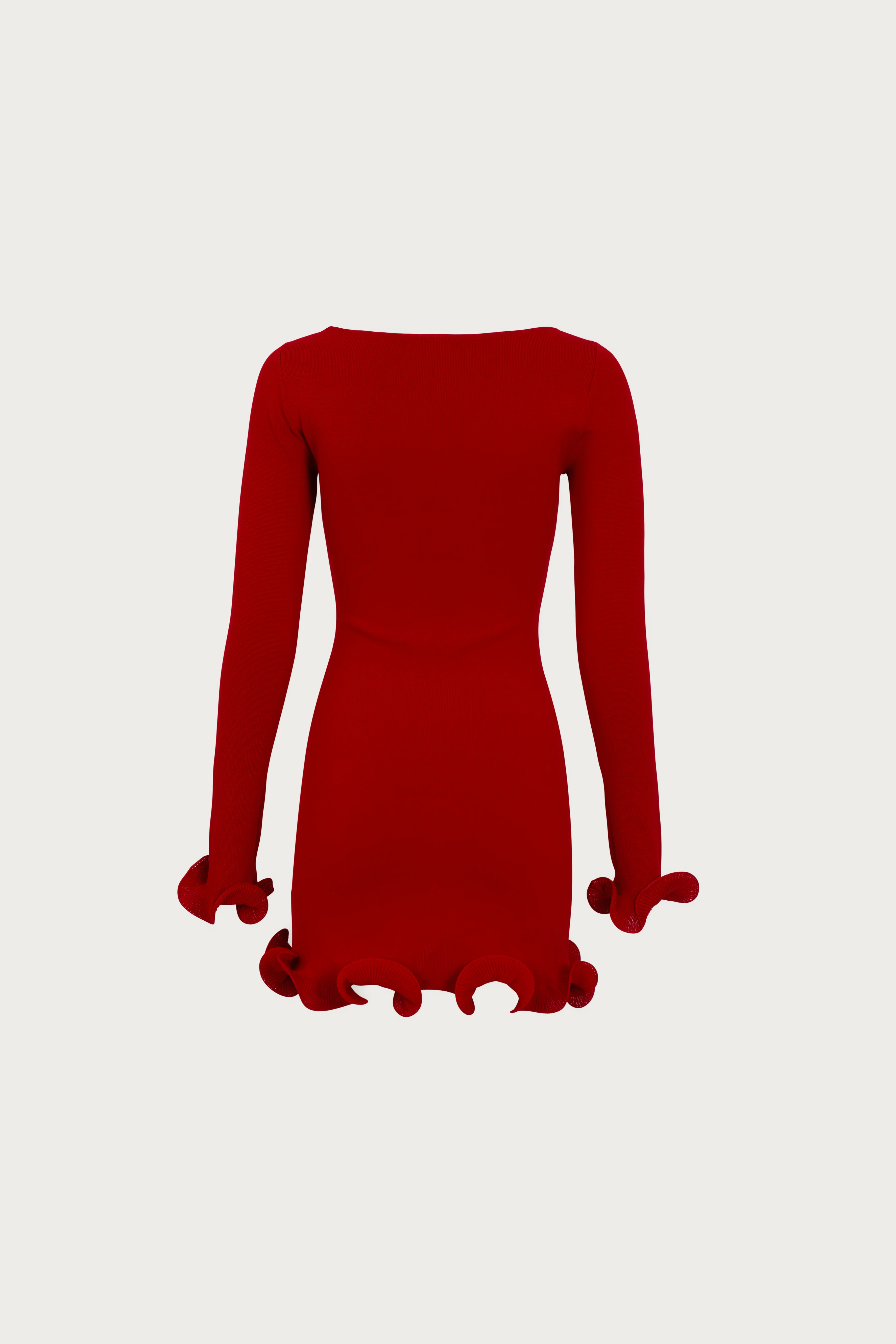 Ruffle Hem Mini Dress (Red) - Image 6