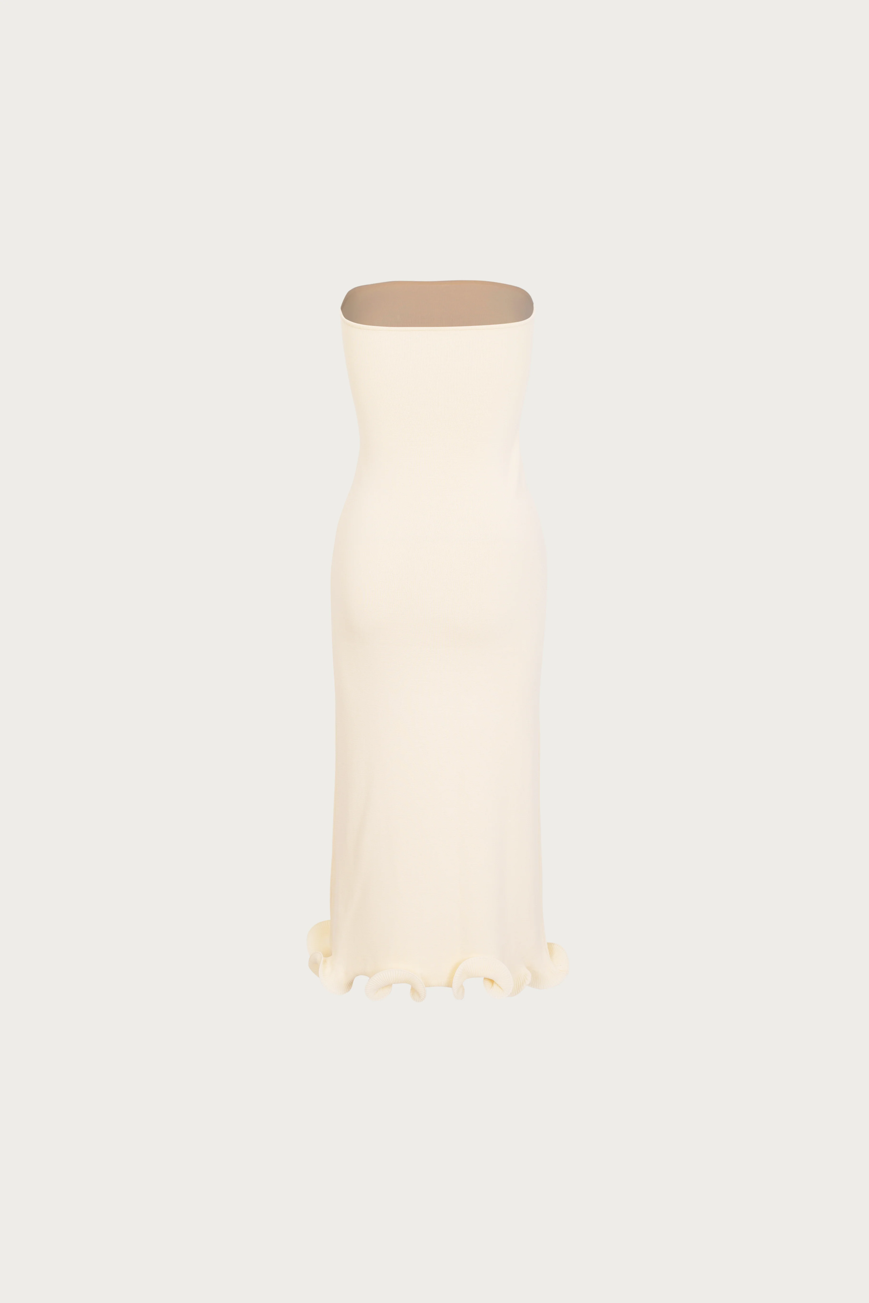 Ruffle Hem Strapless Dress (Cream) - Image 2