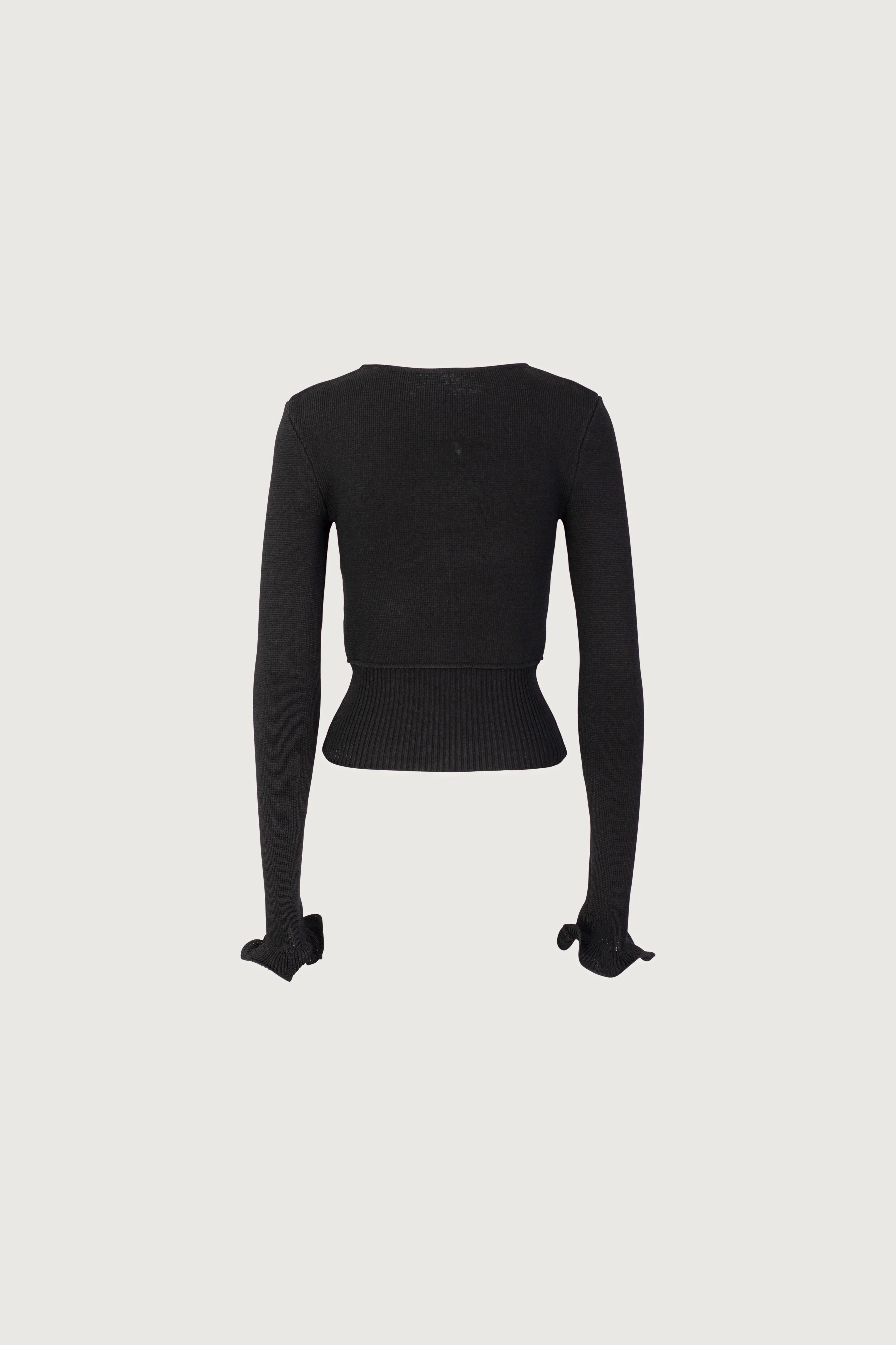 Ruffle Hem Sweater (Black) - Image 7