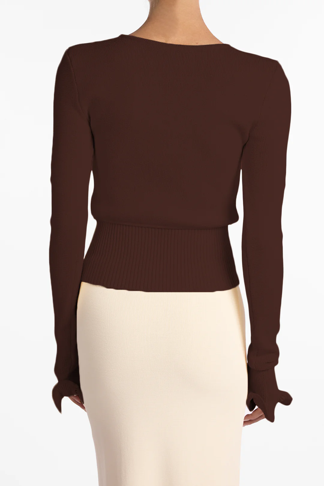 Ruffle Hem Sweater (Chocolate Brown) - Image 6