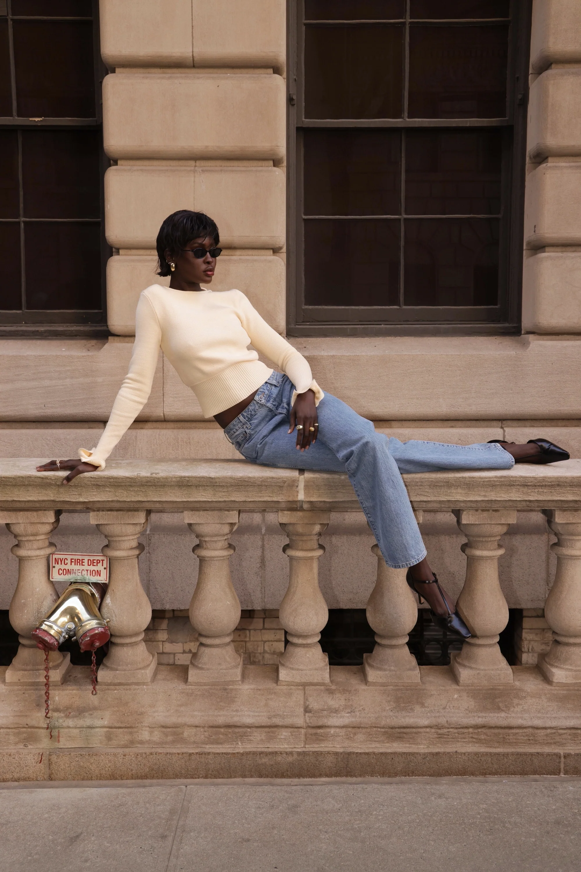 Ruffle Hem Sweater (Cream) - Image 3