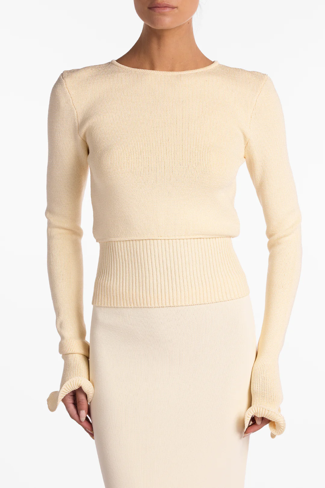 Ruffle Hem Sweater (Cream) - Image 4