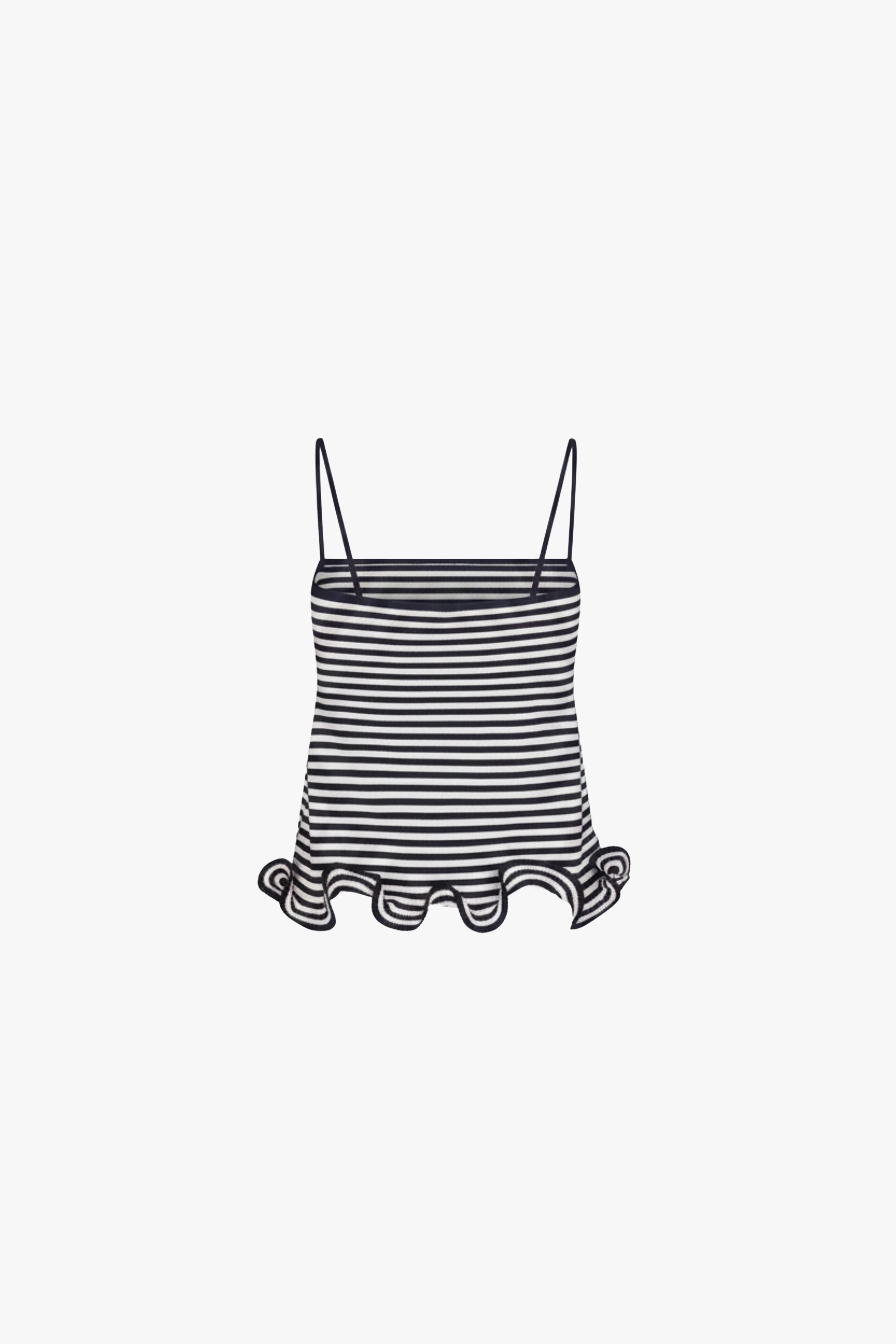 Ruffle Hem Tank (Navy Stripe) - Image 3