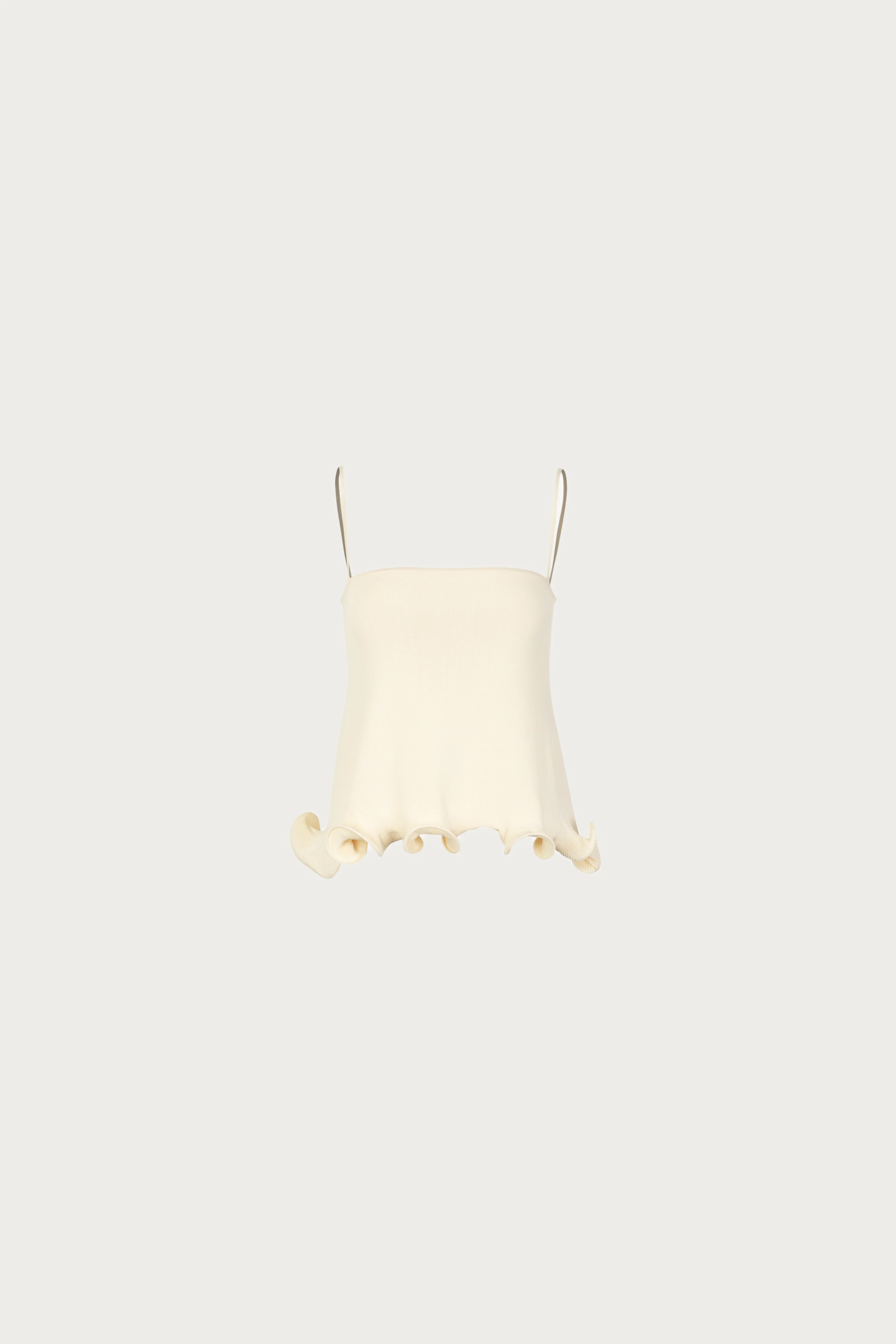 Ruffle Hem Tank Top (Cream) - Image 6