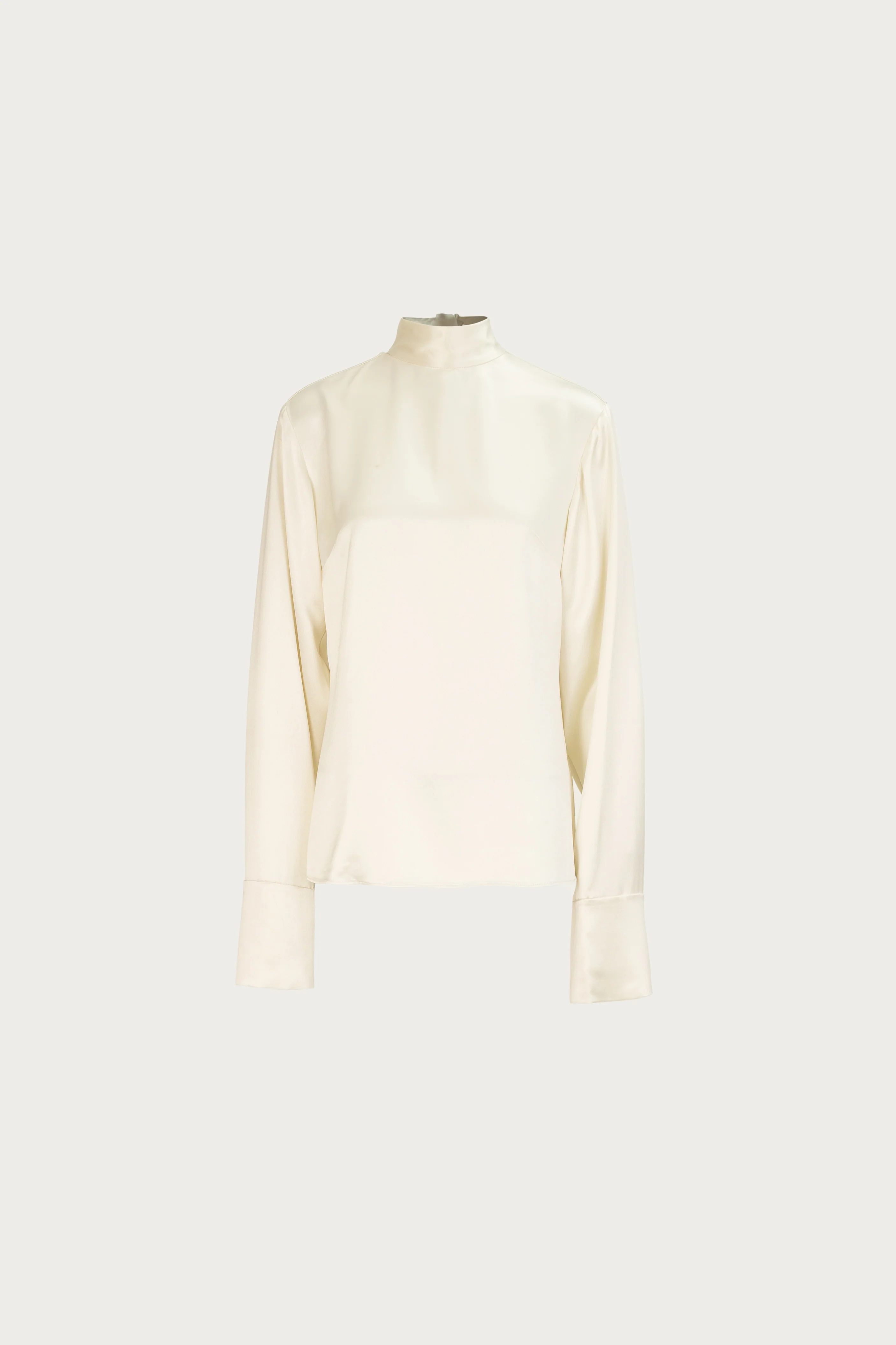 Satin Long Sleeve Blouse (Cream)
