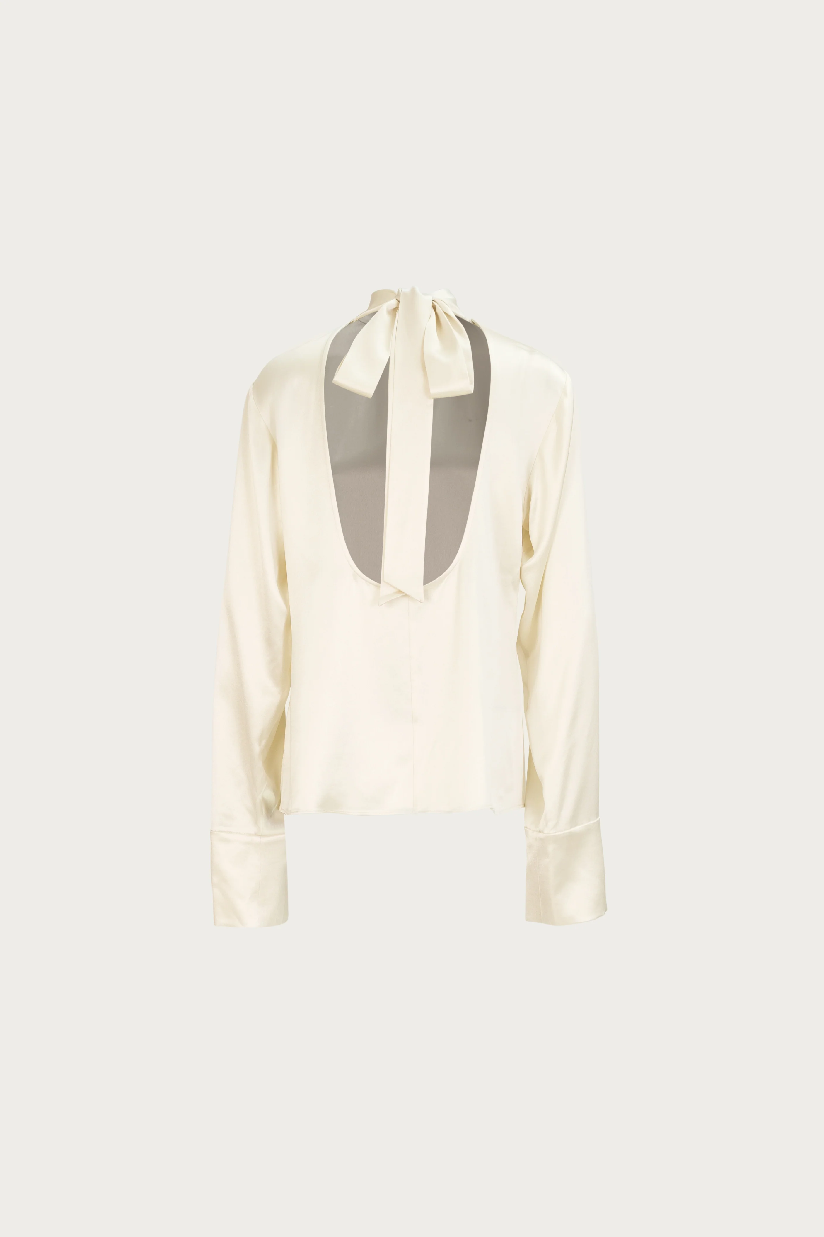 Satin Long Sleeve Blouse (Cream) - Image 6