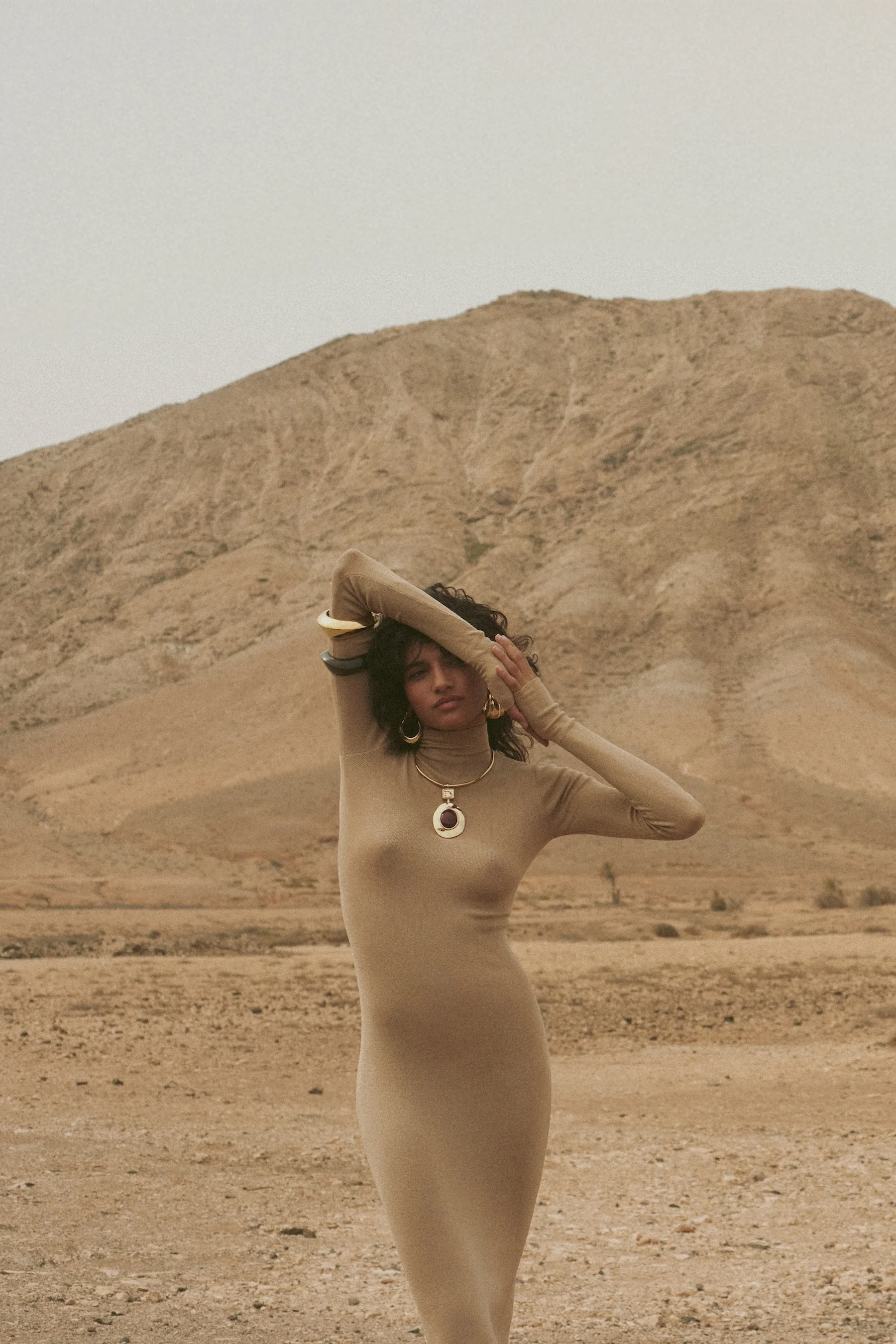 Shimmer Mockneck Dress (Gold) - Image 2