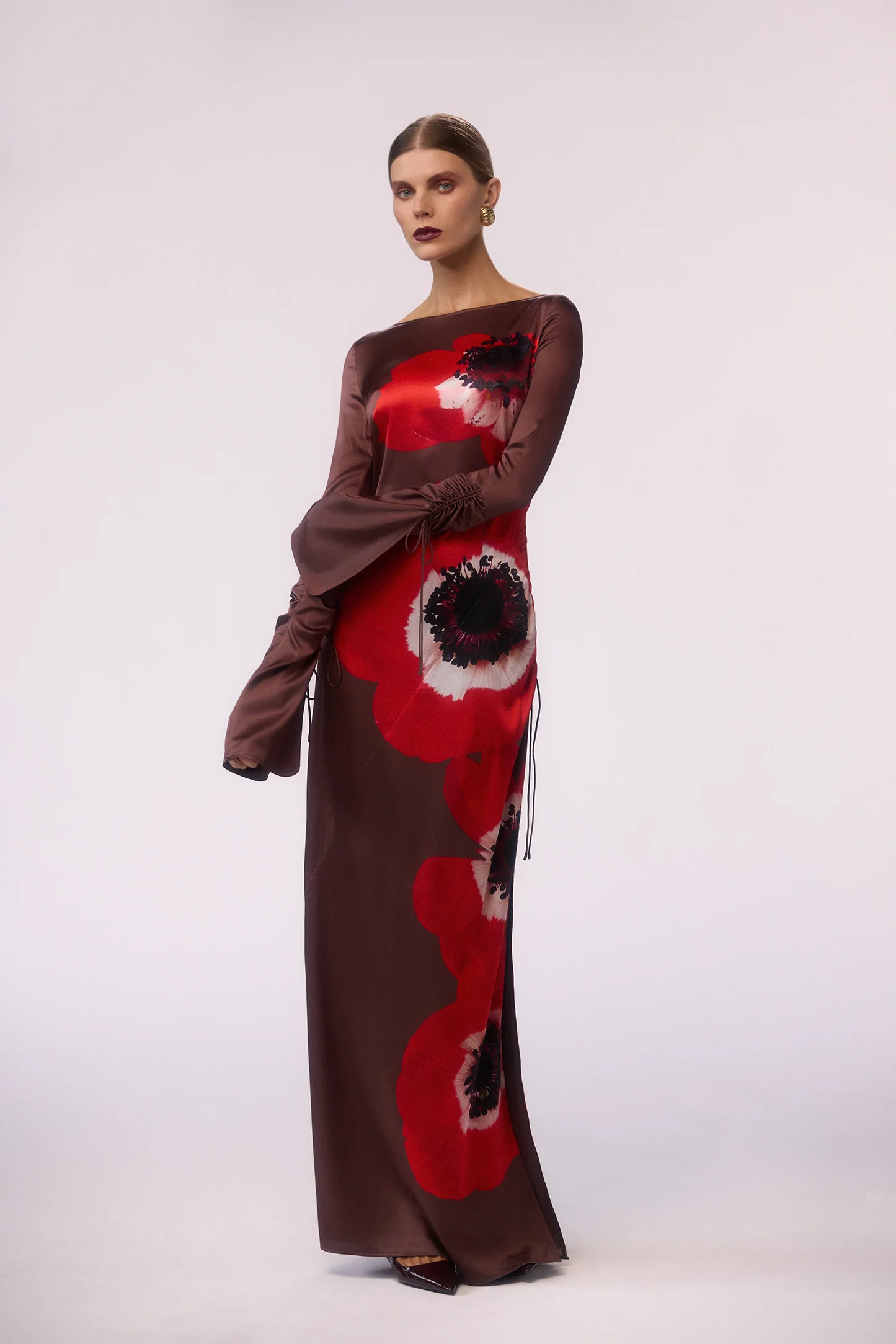 Silk Floral Gown (Brown/Red) - Image 2