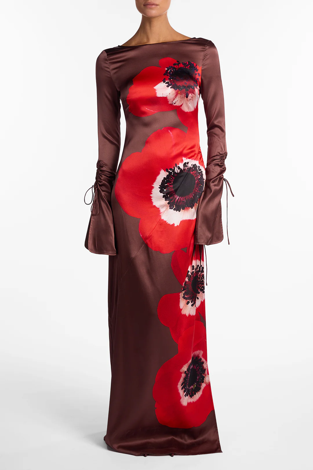Silk Floral Gown (Brown/Red) - Image 3
