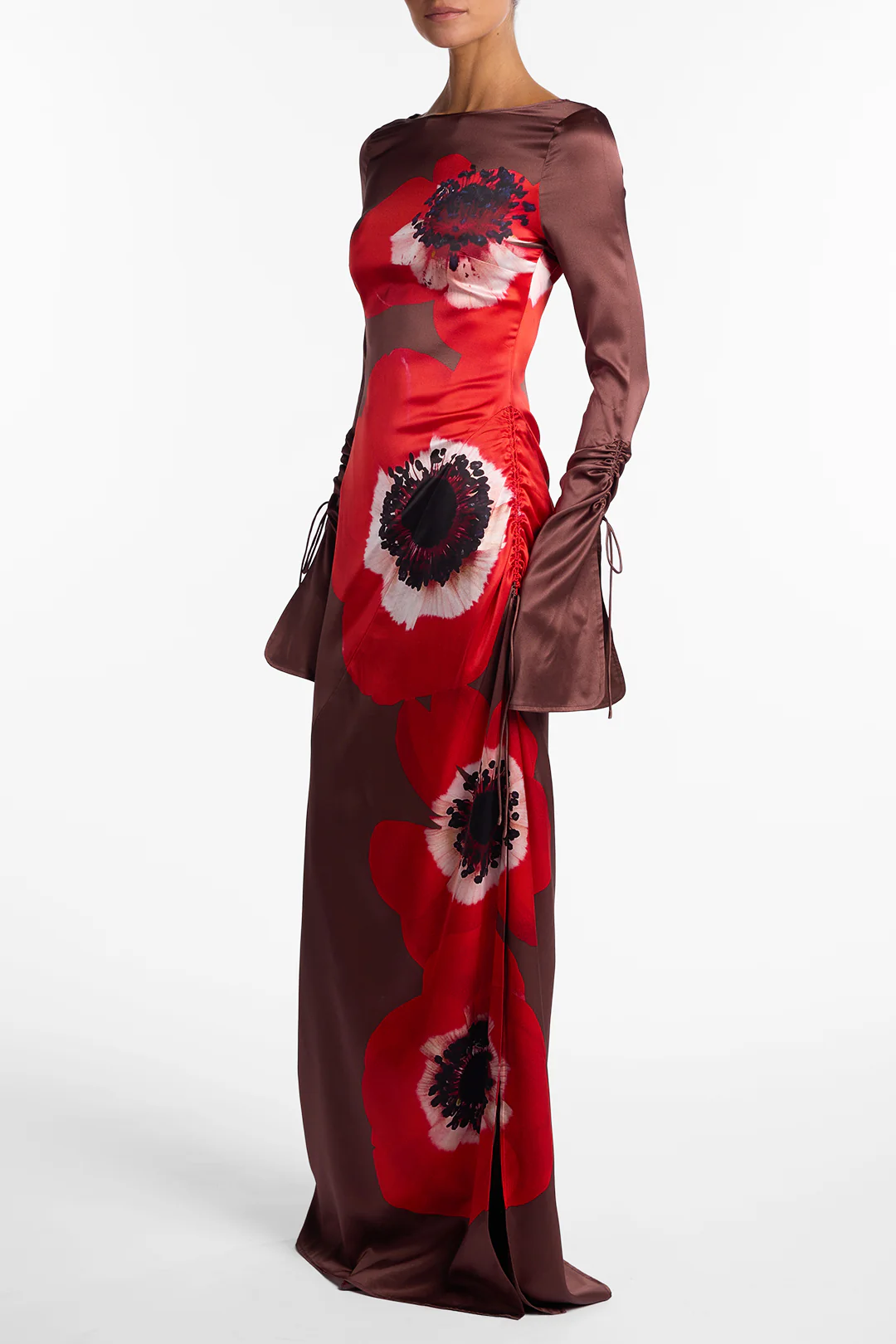 Silk Floral Gown (Brown/Red) - Image 4