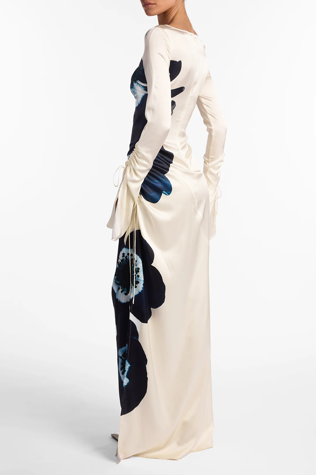 Silk Floral Gown (Cream/Navy) - Image 5