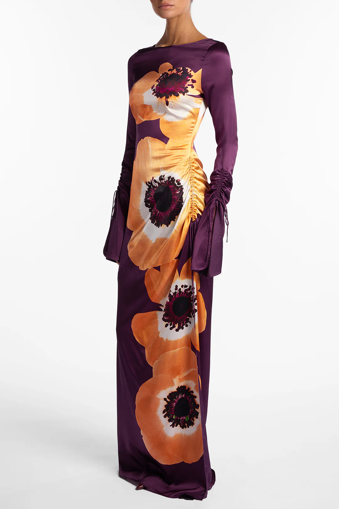 Silk Floral Gown (Purple/Peach) - Image 4