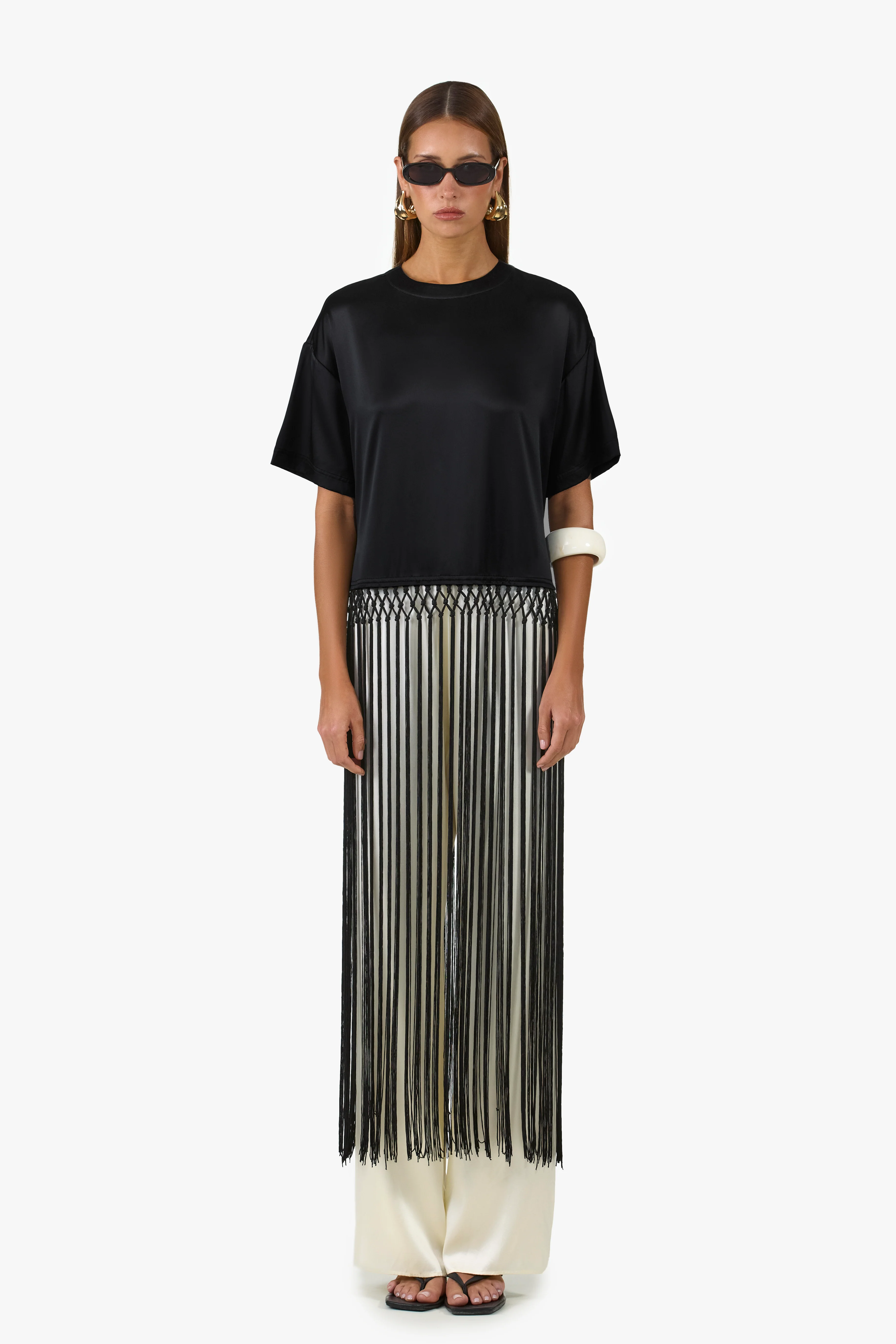 Silk Fringe Tee (Black)