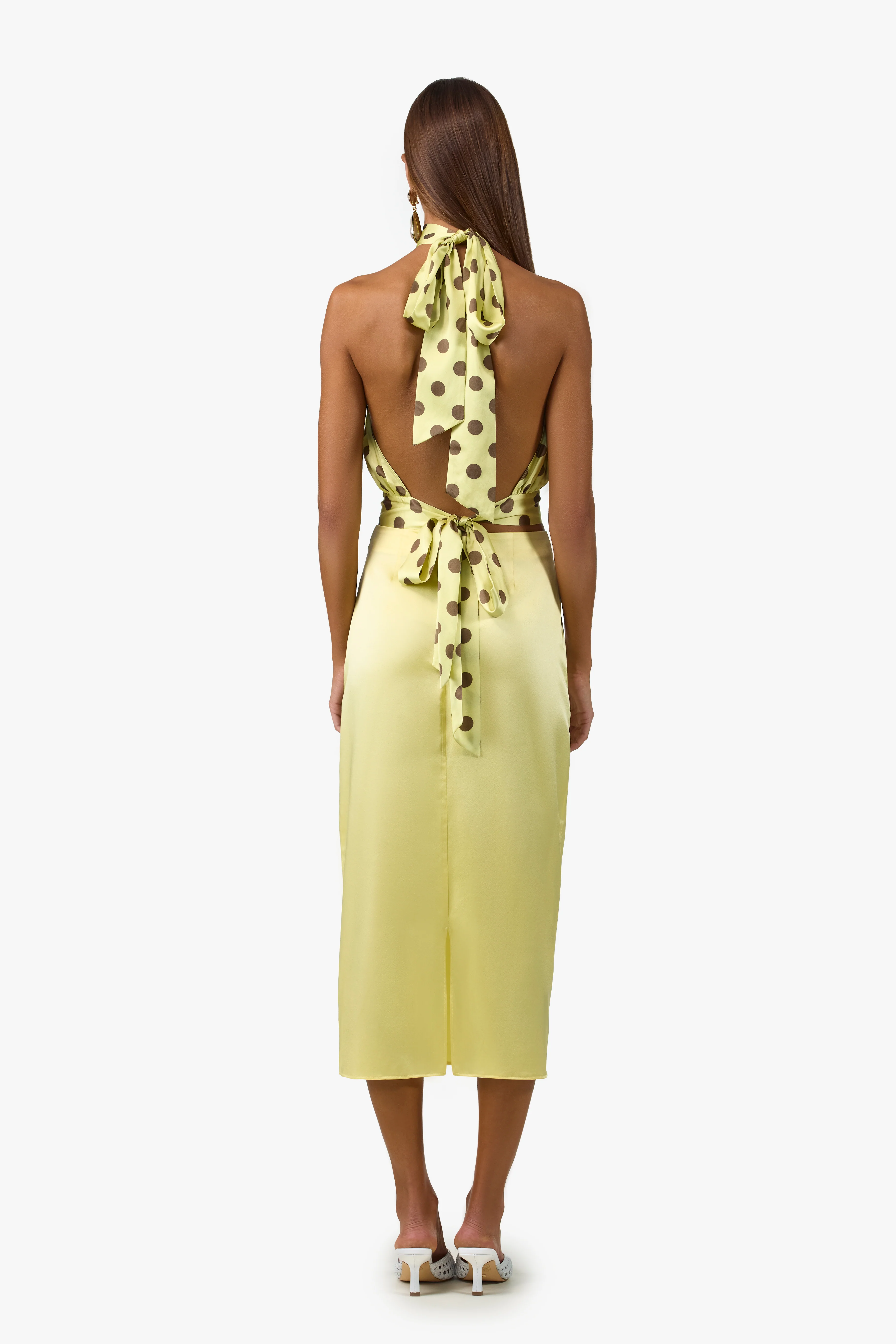 Silk Halter Top (Butter Yellow Polka Dot) - Image 2