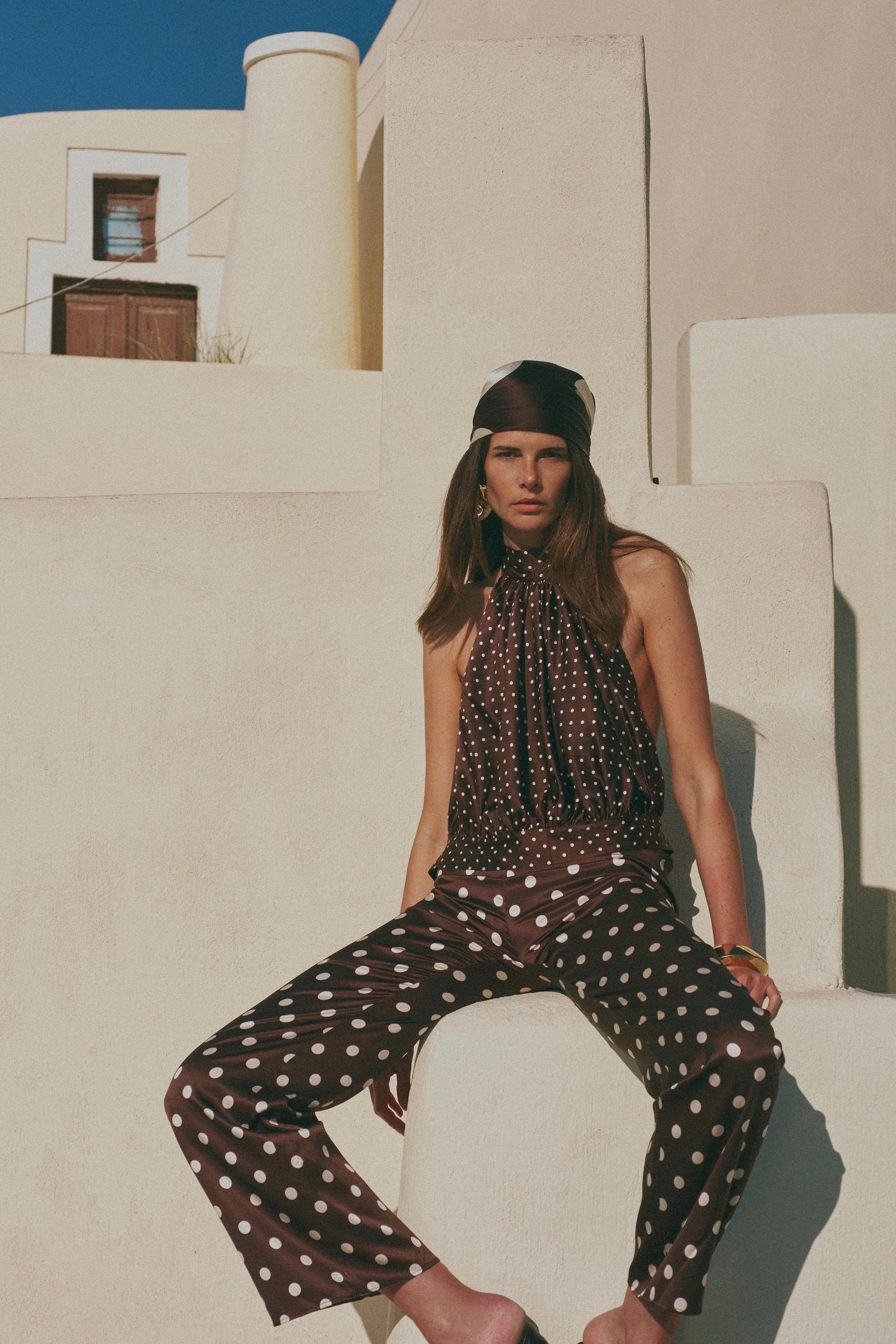 Silk Pant (Chocolate Brown Polka Dot) - Image 2