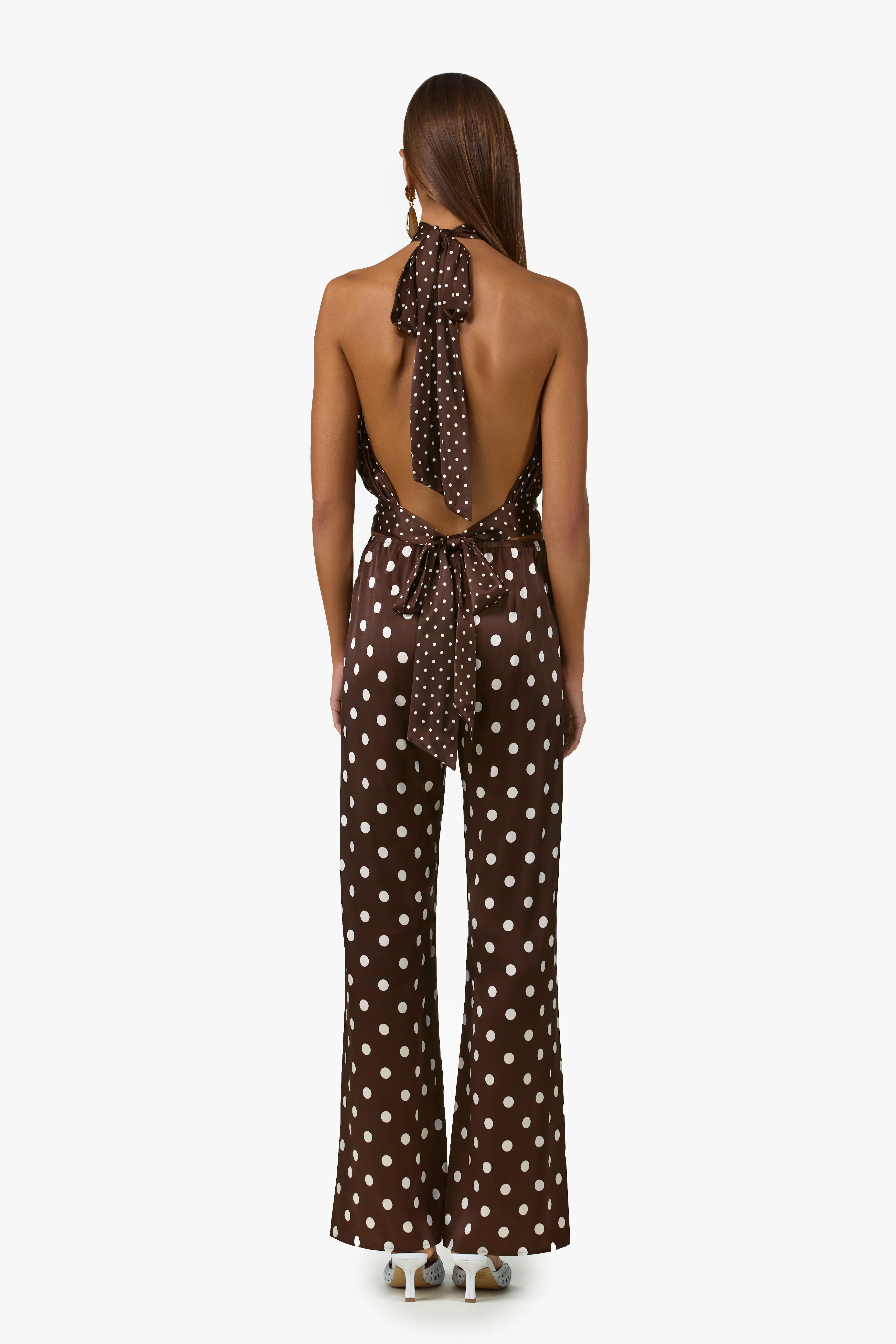 Silk Halter Top (Chocolate Brown Polka Dot) - Image 4
