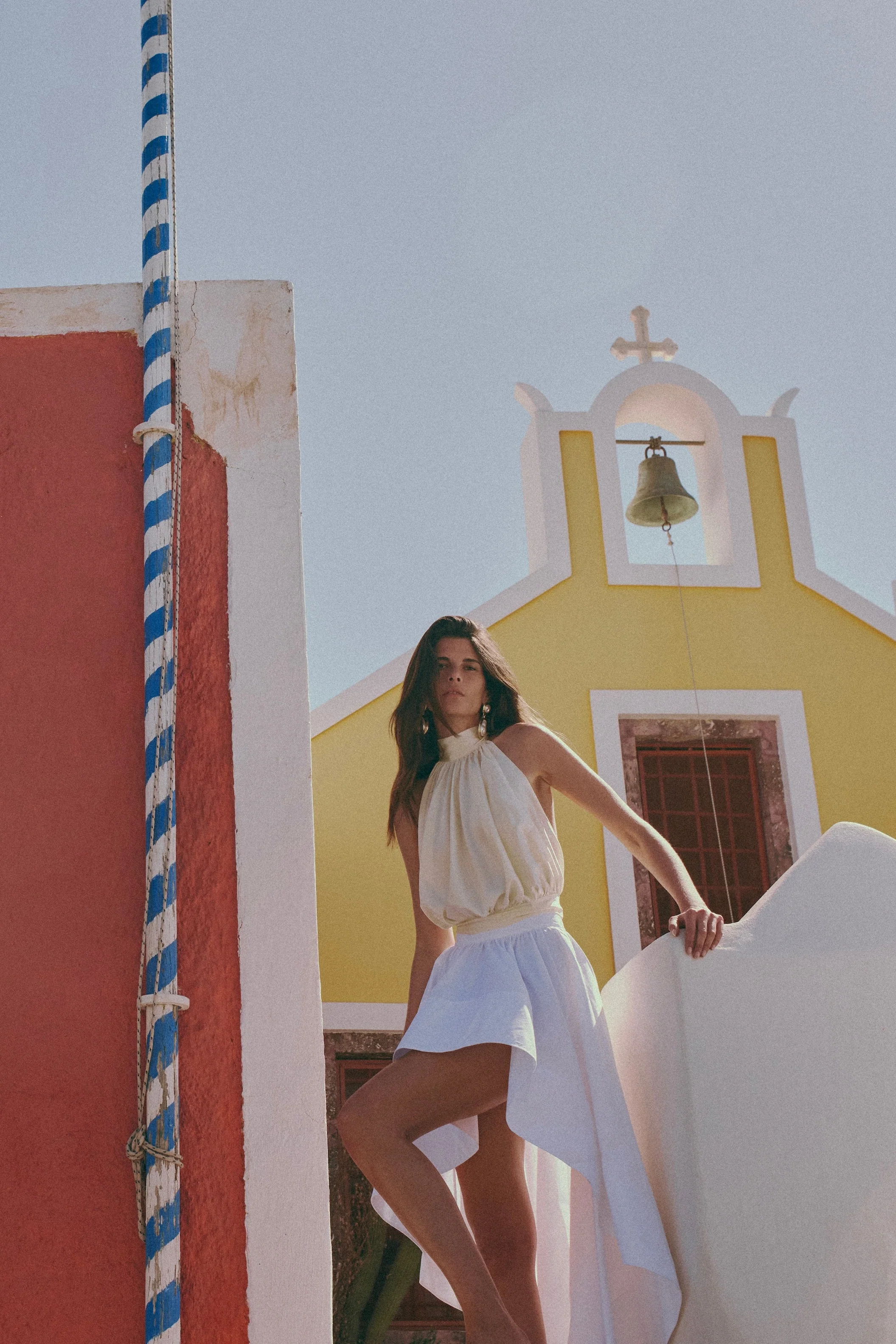High Low Poplin Skirt (White) - Image 2