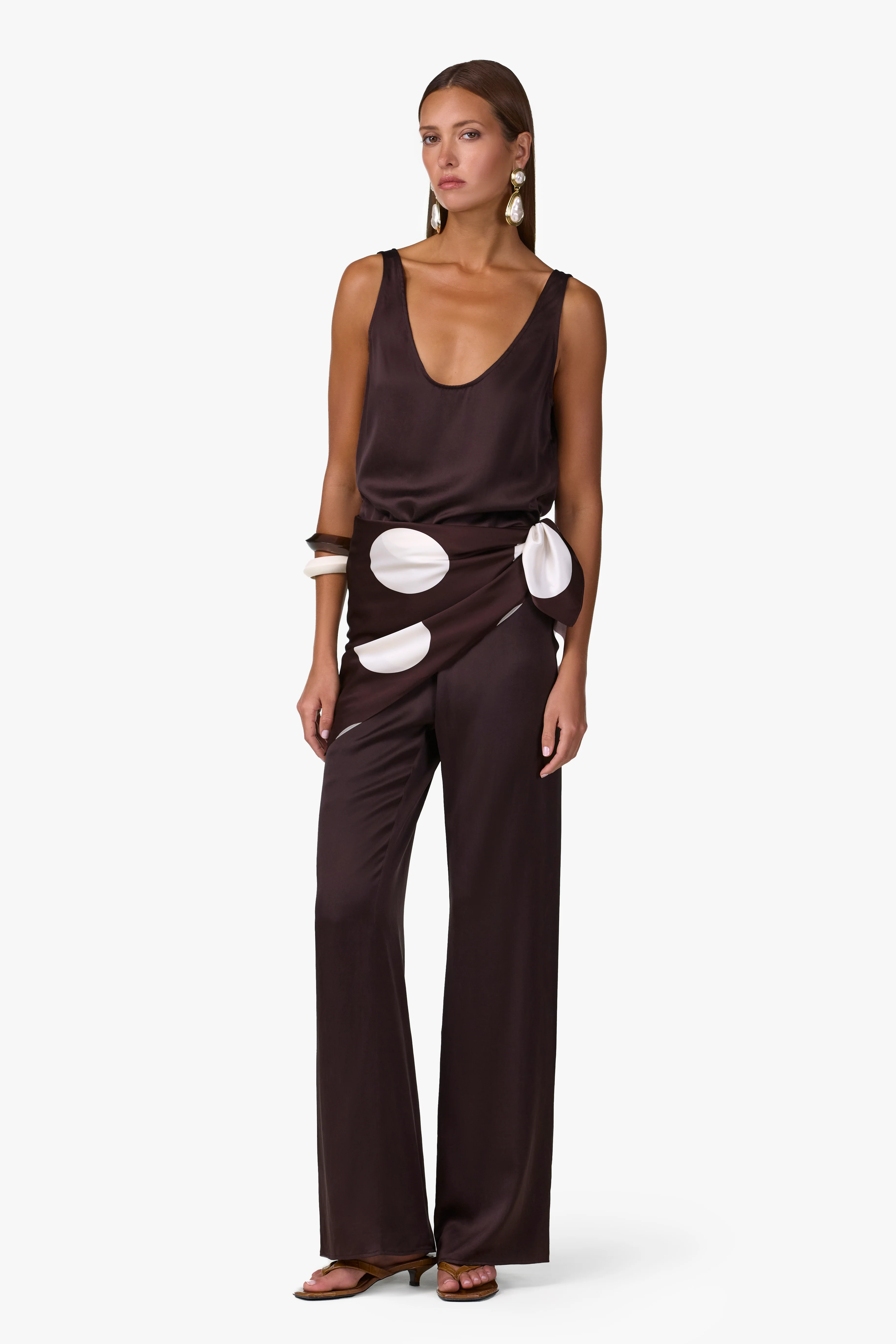 Silk Scarf (Chocolate Brown Polka Dot) - Image 4