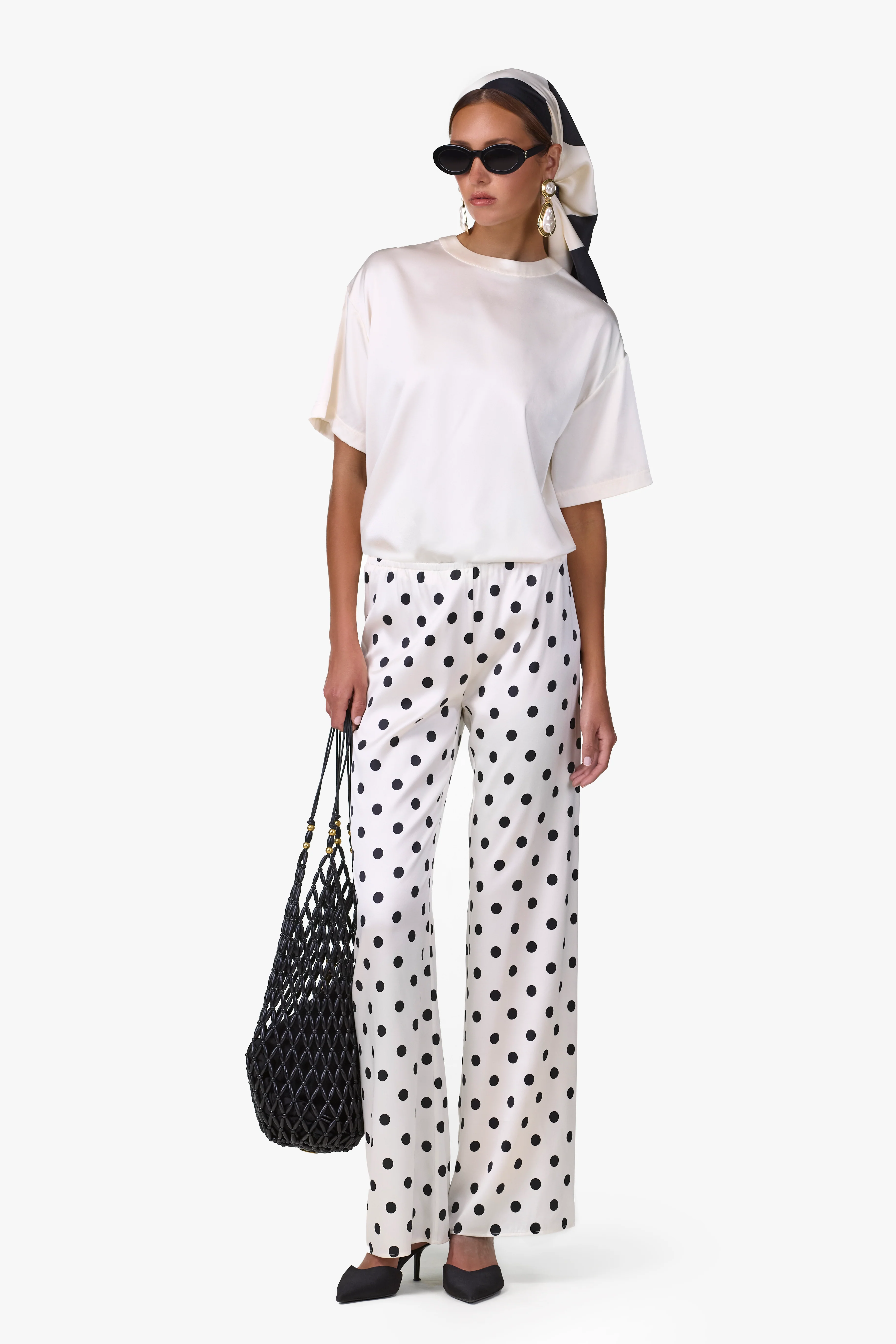 Silk Scarf (Cream Polka Dot) - Image 10