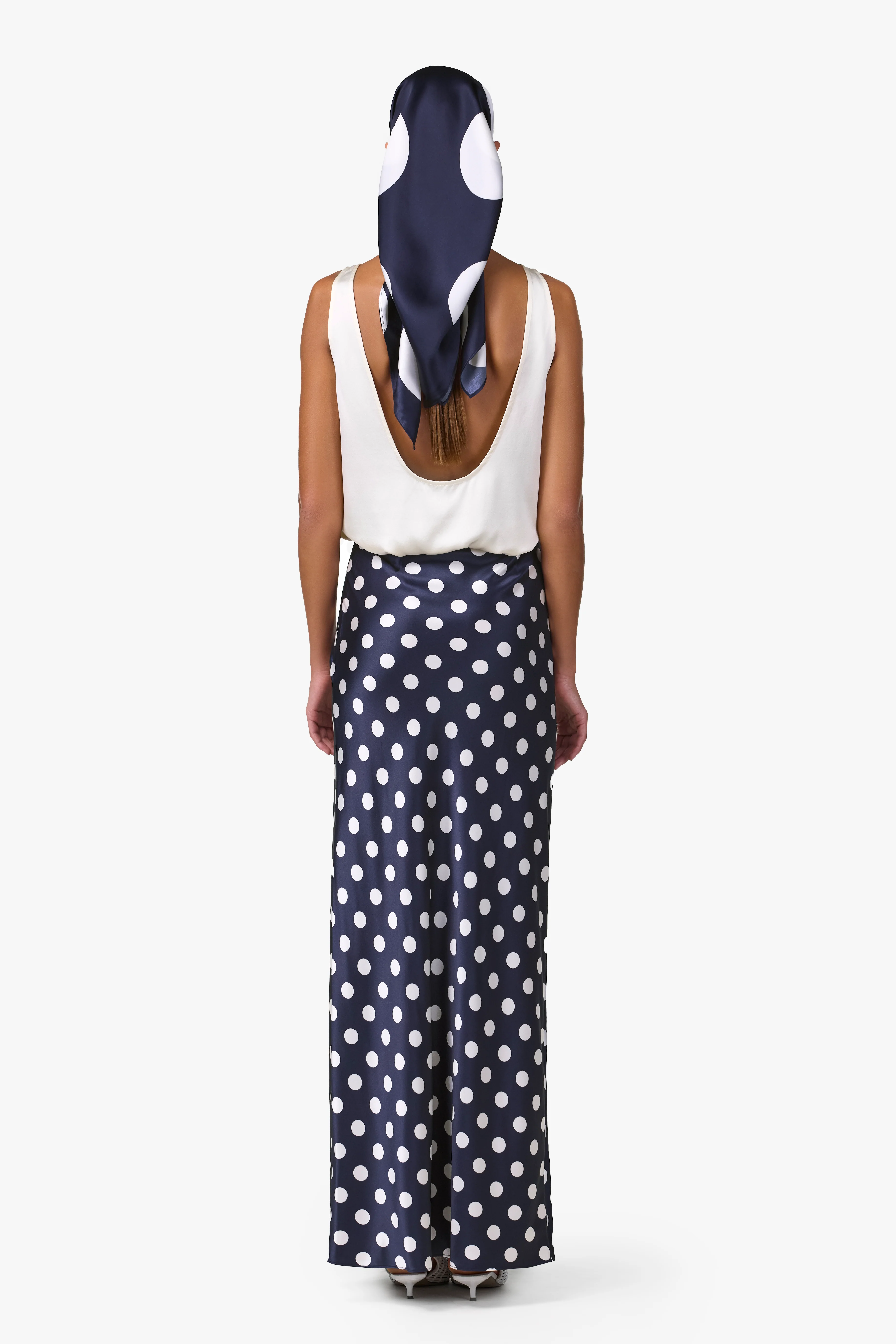 Silk Scarf (Navy Polka Dot) - Image 5