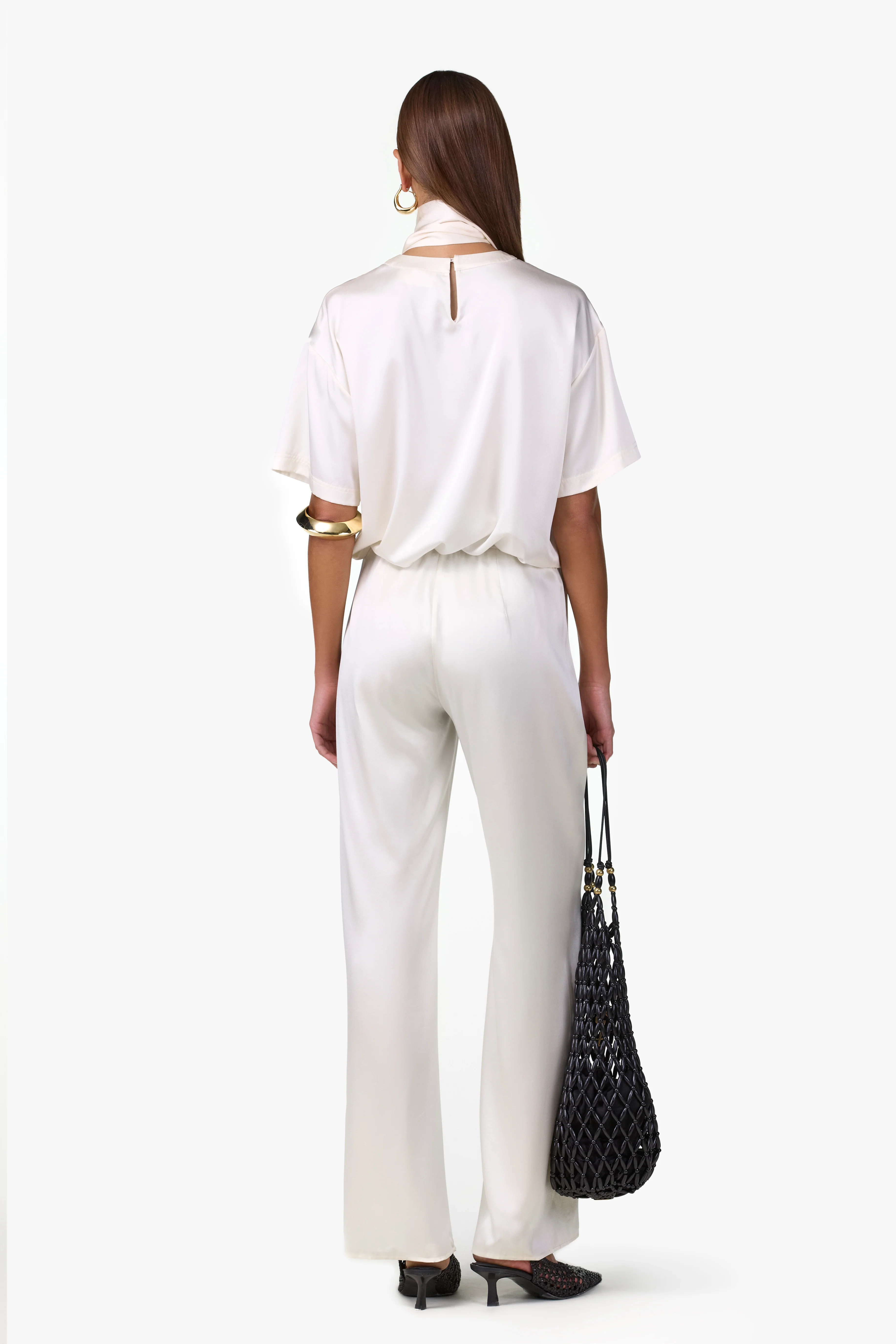 Silk Tee w/ Scarf (Cream) - Image 5