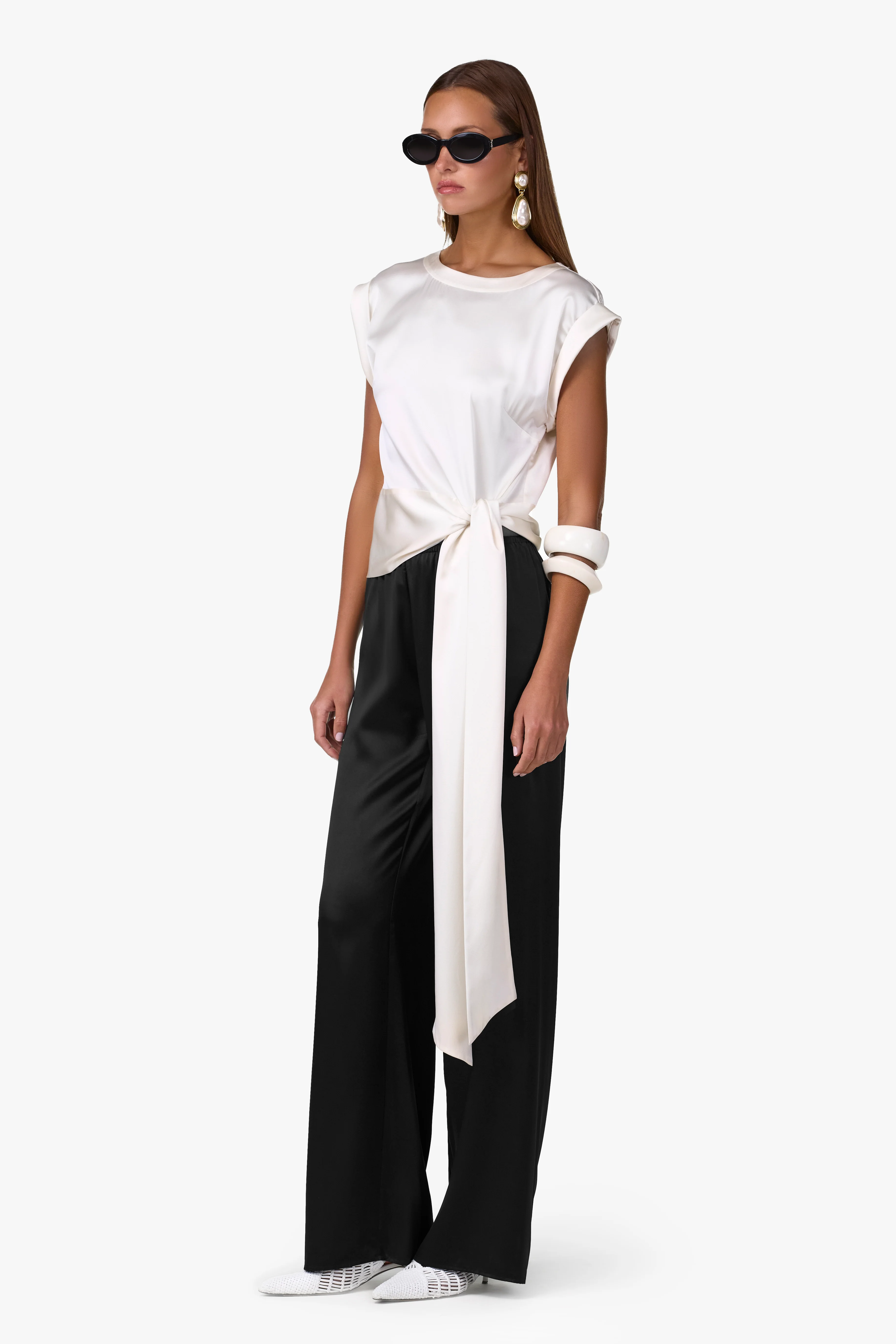Silk Tie Top (Cream) - Image 3