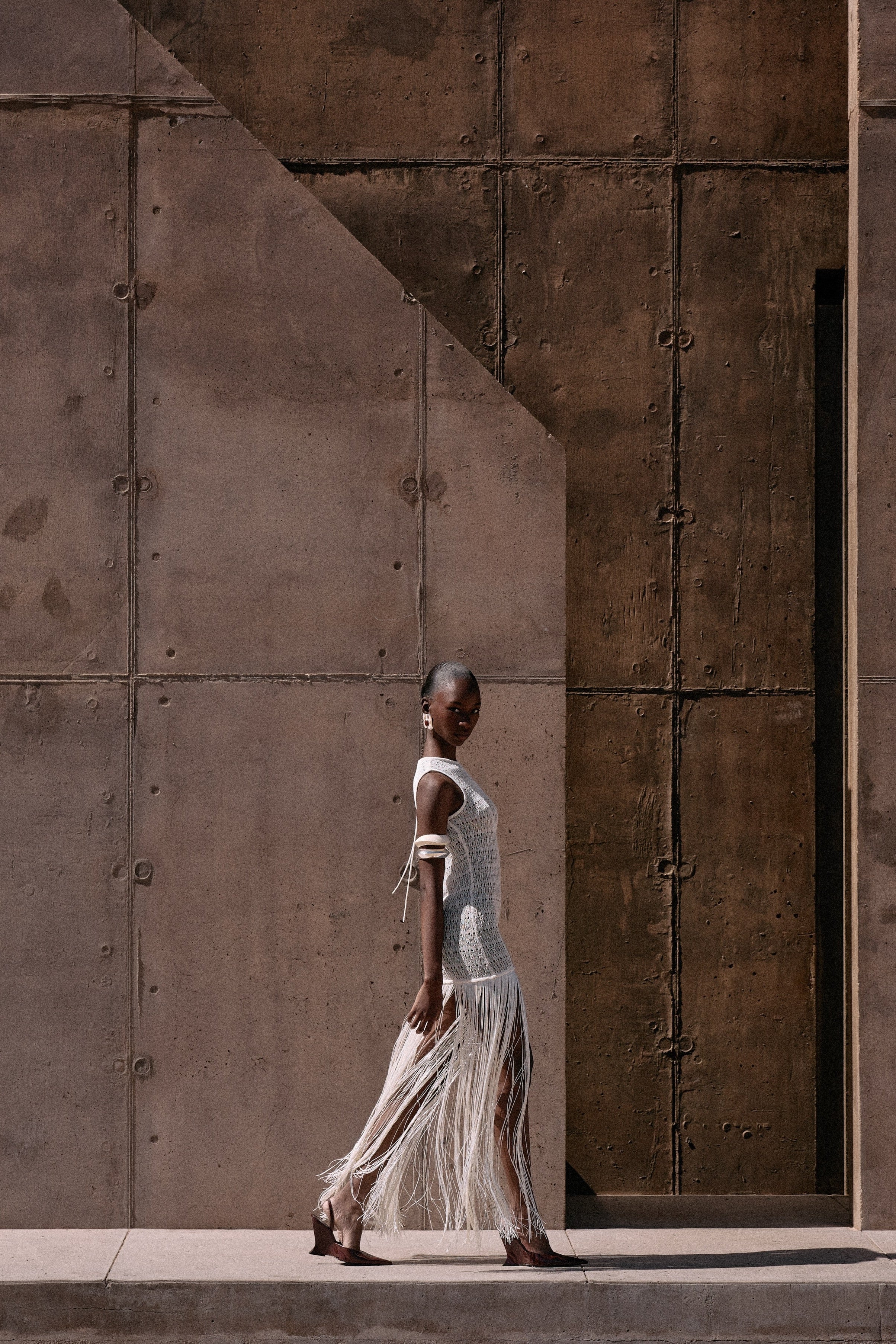 Fringe Knit Maxi Dress (Cream) - Image 3