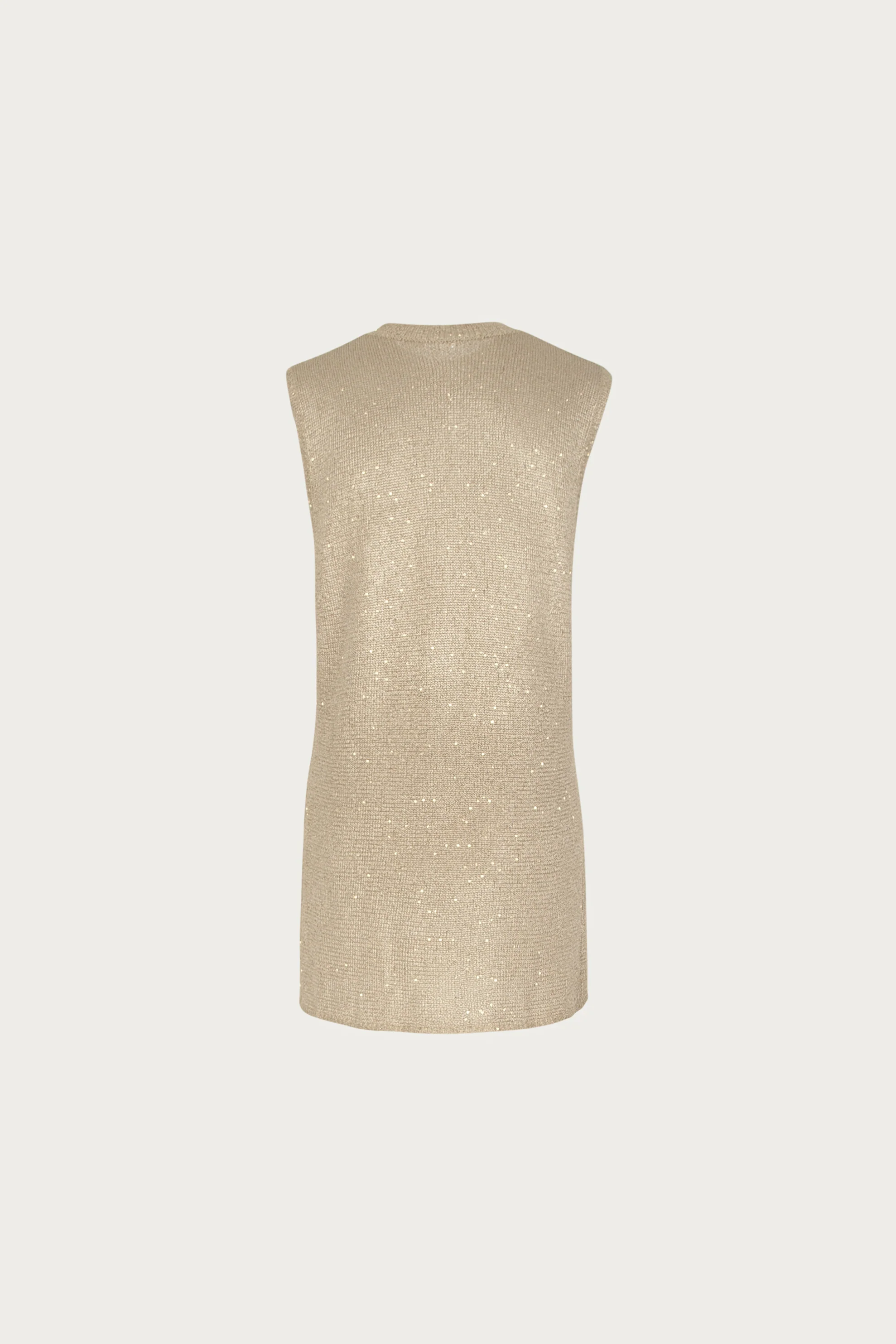 Sleeveless Knit Mini Dress (Light Gold Sequin) - Image 9