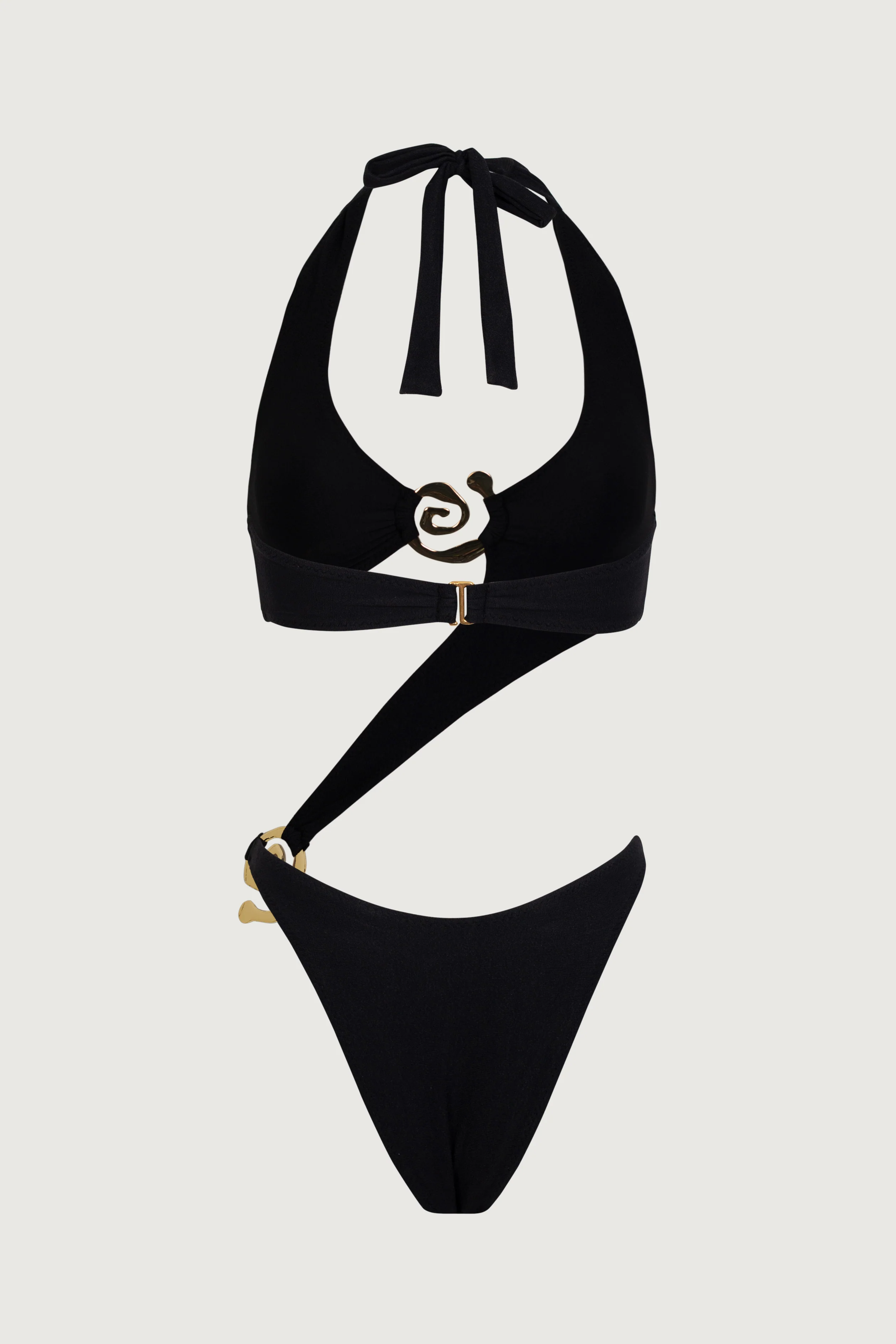 Spiral Halter One Piece (Faux Suede Black) - Image 6