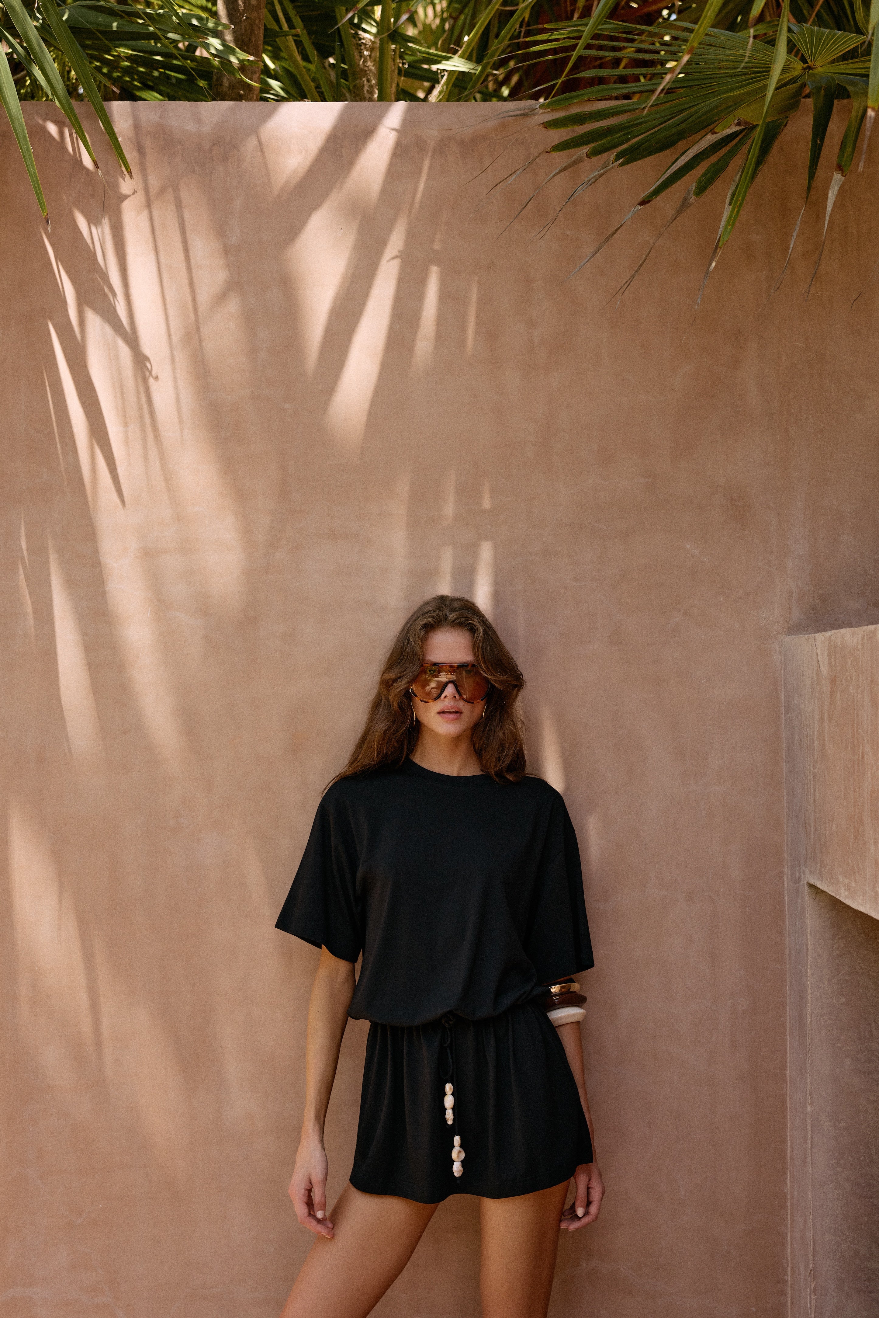 Stone Beaded T-Shirt Dress (Black) - Image 3